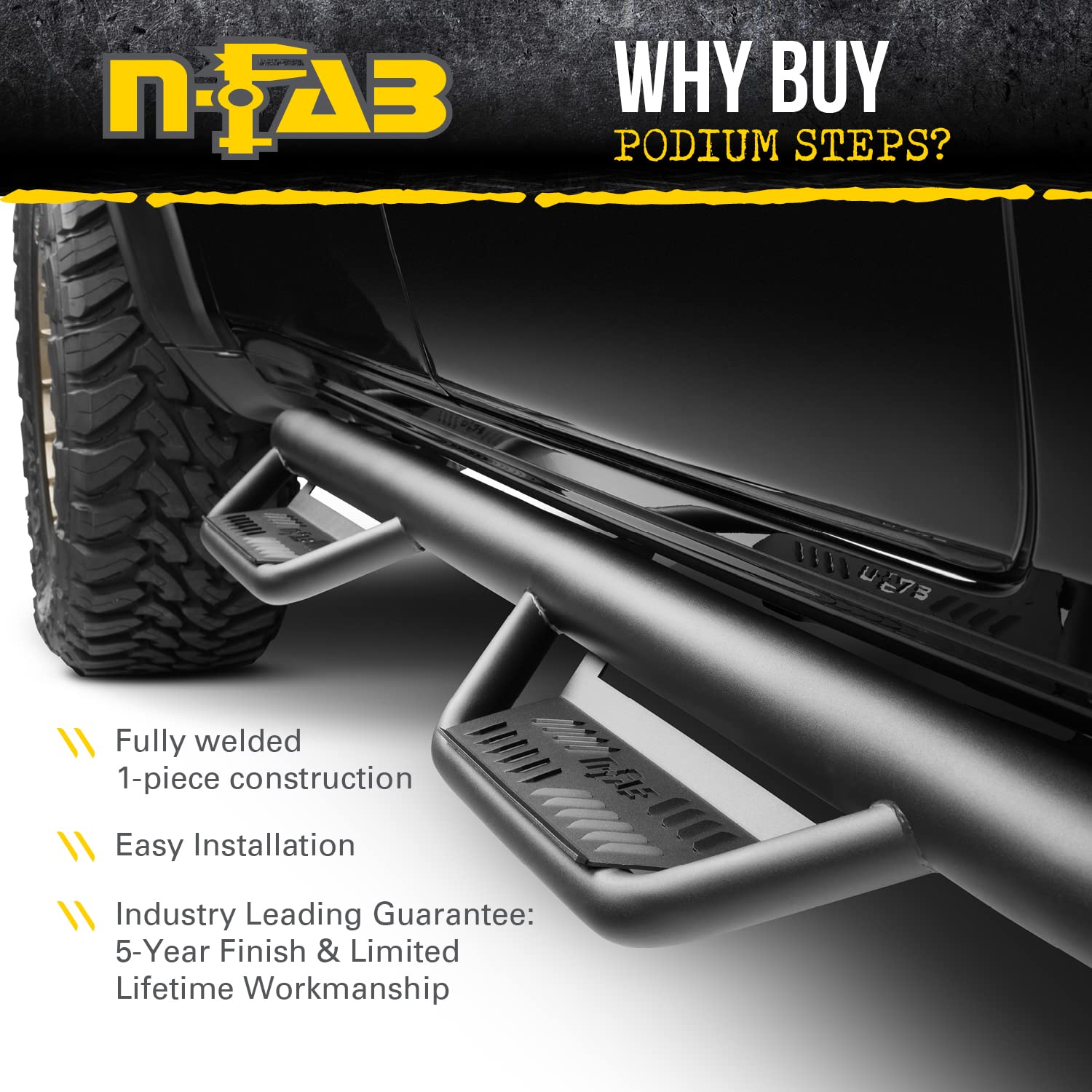 N-Fab Podium Ss Steps For Ford F-150 | Cab Length, Stainless Steel, Polished | Hpf1585Cc-Ss | Fits 2015-2024 Ford F-150, 2018-20