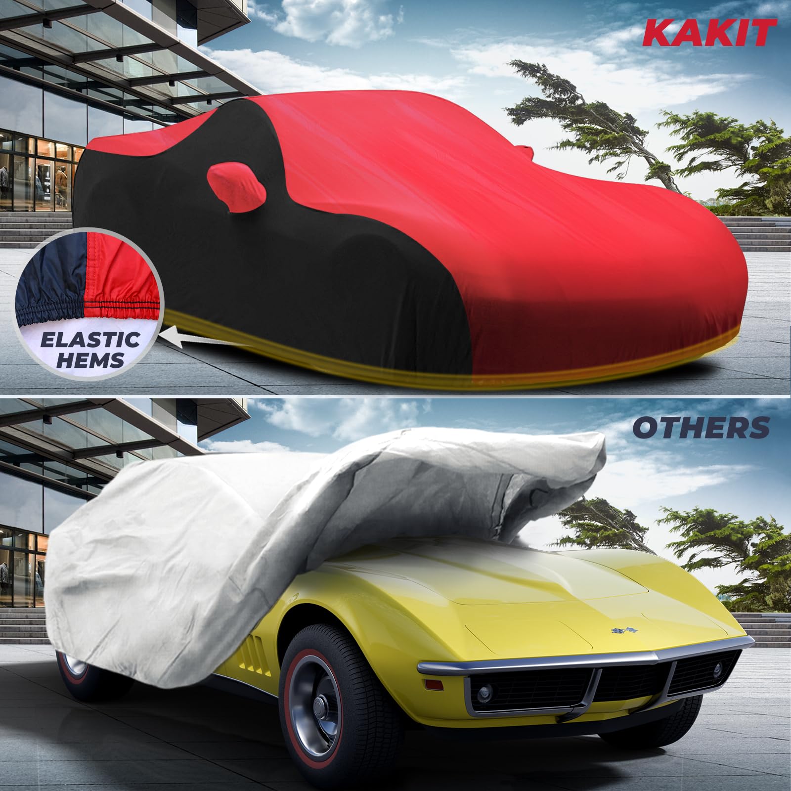 Kakit Waterproof Car Cover Custom Fit For 1968-1982 C3 Stingray, Uv Resistant Fade-Proof Cover For Chevy Corvette, Indoor & Outd