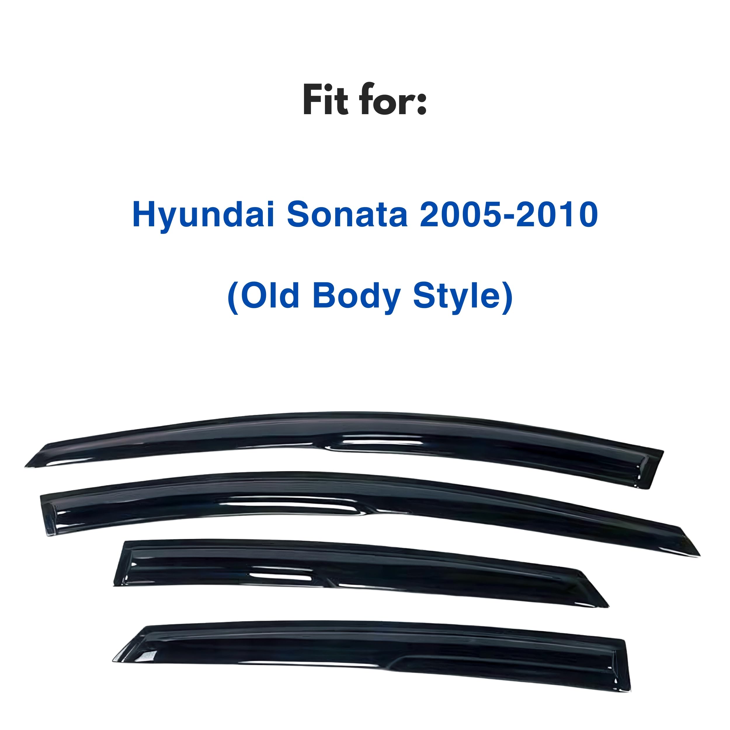 Ig Window Visor For Hyundai Sonata 2005-2010 (Old Body Style), Rain Guard Tape-On Extra Durable Sun Wind Side Vent Window Deflec