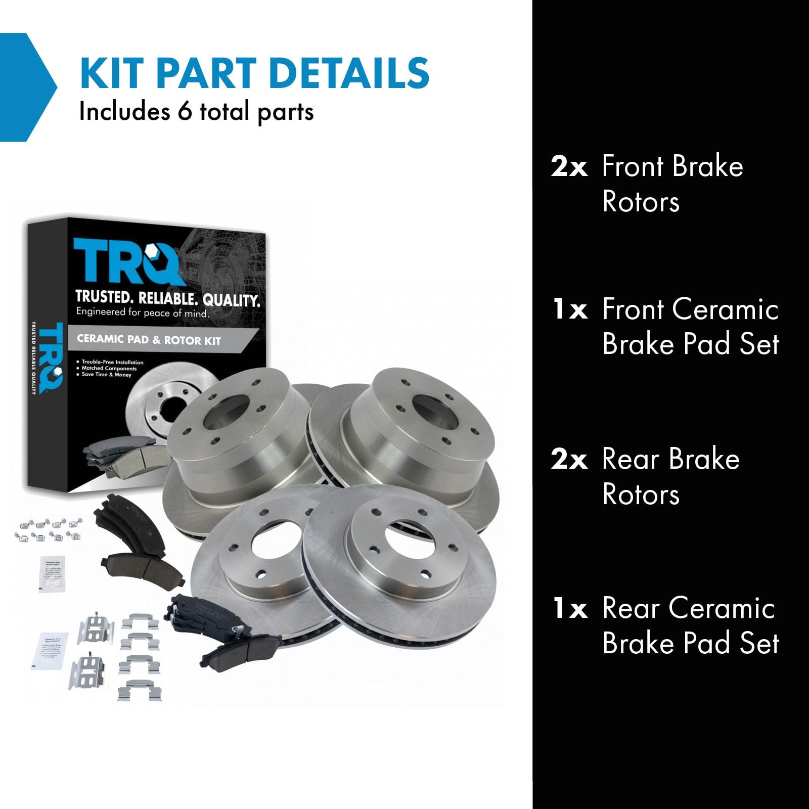 Trq Front Rear Ceramic Brake Pad & 4 Rotor Set Kit For Blazer Jimmy Bravada