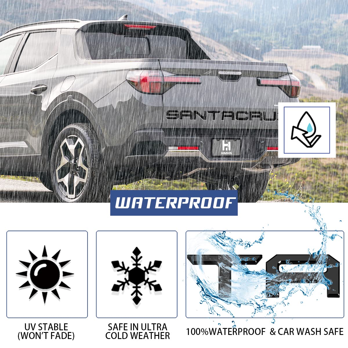 Tailgate Inserts Letters Compatible For 2022 2023 2024 Santa Cruz 3D Raised & Strong Adhesive Decals Letters Rear Emblem Decal S