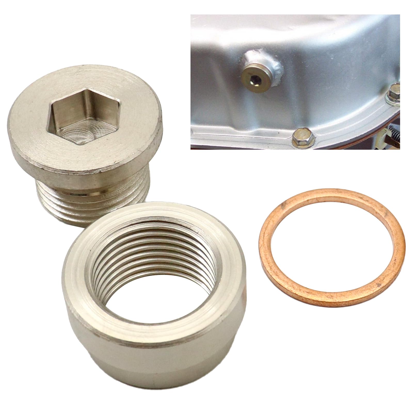 SecosAutoparts Steel Bung & Plug Kit, 12mm Height, 18mm Diameter, Model 12125ST - Transmission Sump Drain Plug (Weld In)