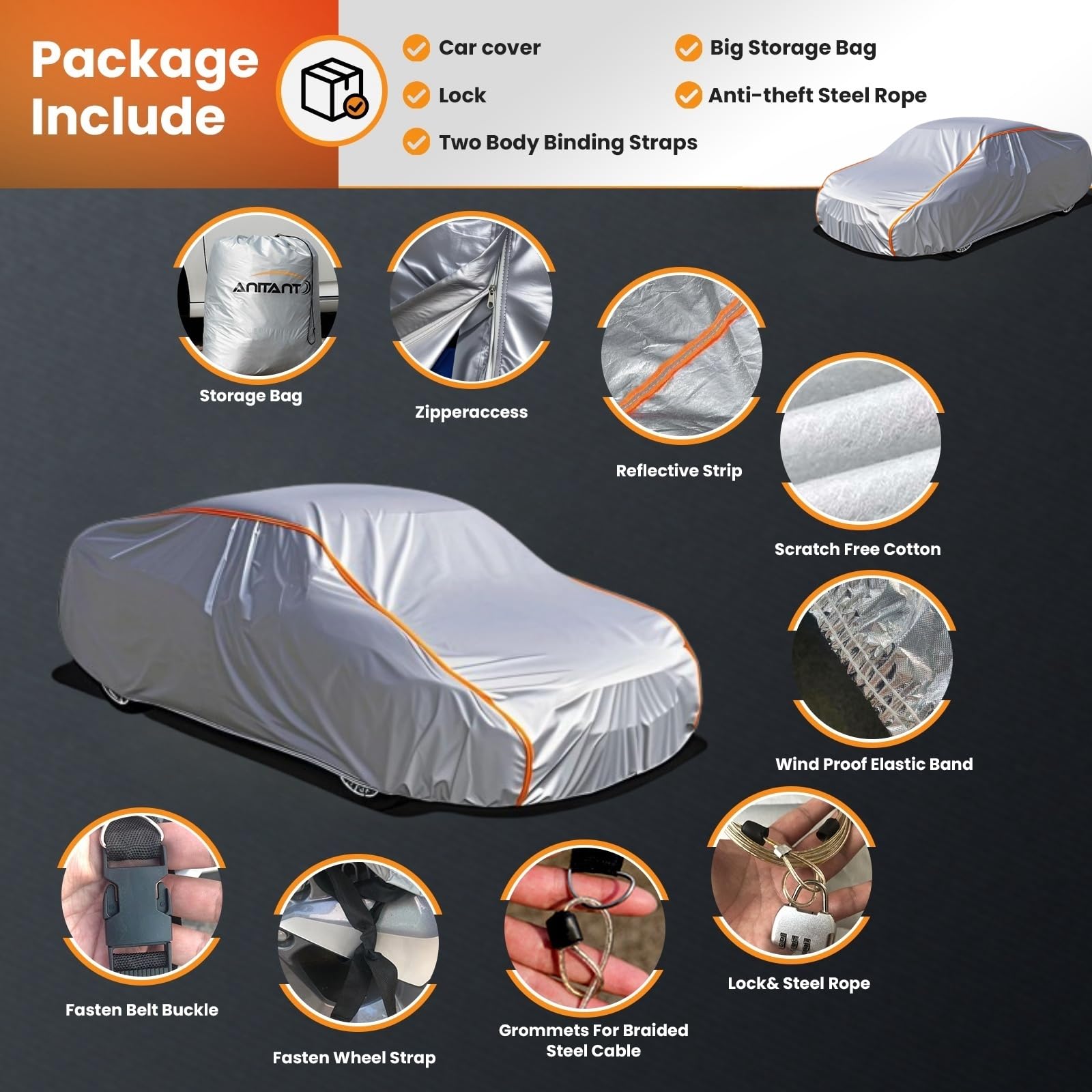 Anitant Waterproof Sport Car Cover,Small Car Cover,Outdoor Cover,Waterproof Car Cover,Rain Car Cover,Car Covers For Automobiles