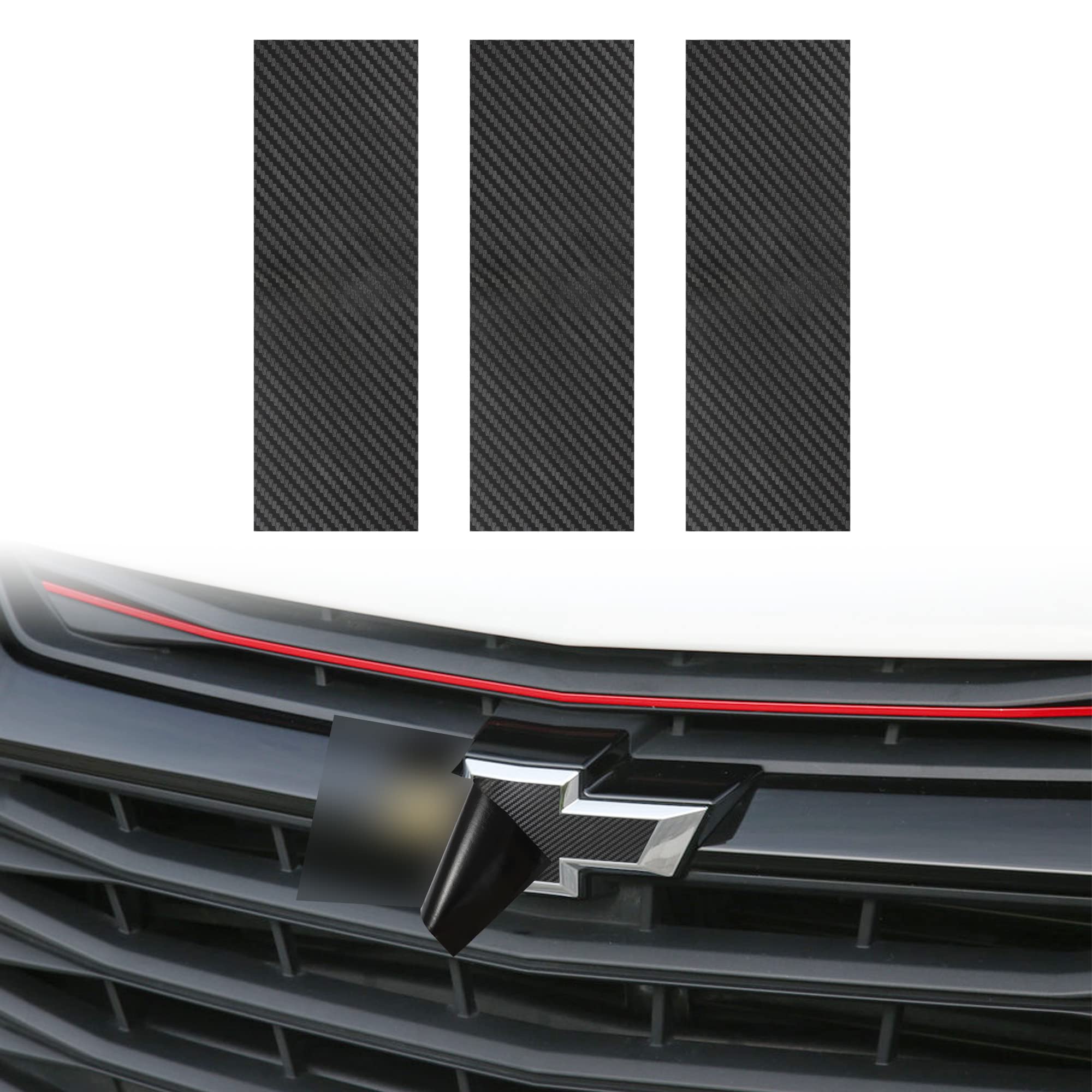 Tomall 3Pcs Vinyl Bowtie Logo Wrap Stickers For Chevy 11.8' X 4' Car Emblem Logo Overlay Decals Diy Modification Waterproof Universal Decoration (Carbon Fiber)