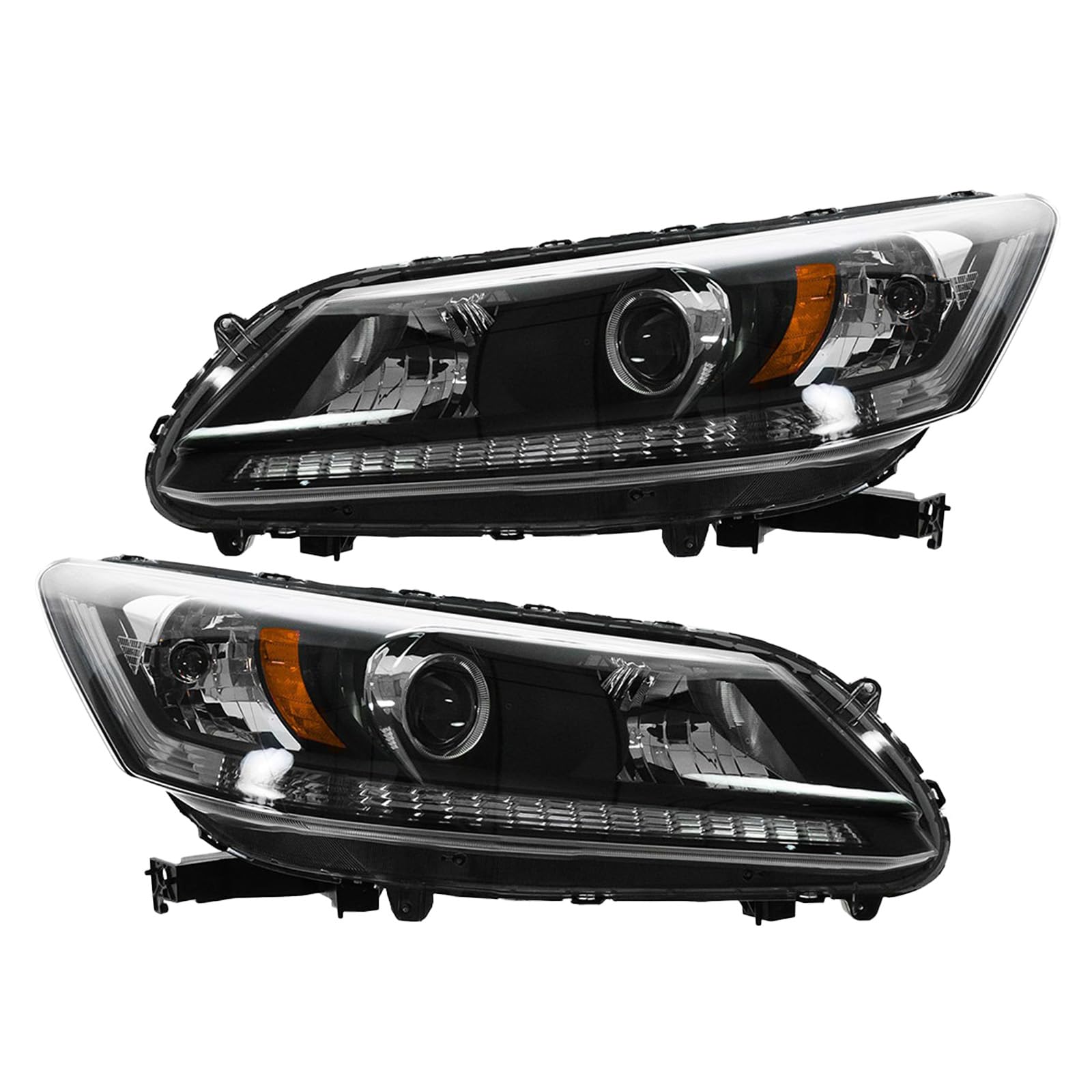TRQ Headlight Assembly Set for Honda Accord 2013-2015 - Driver & Passenger Side, Model HLA88350