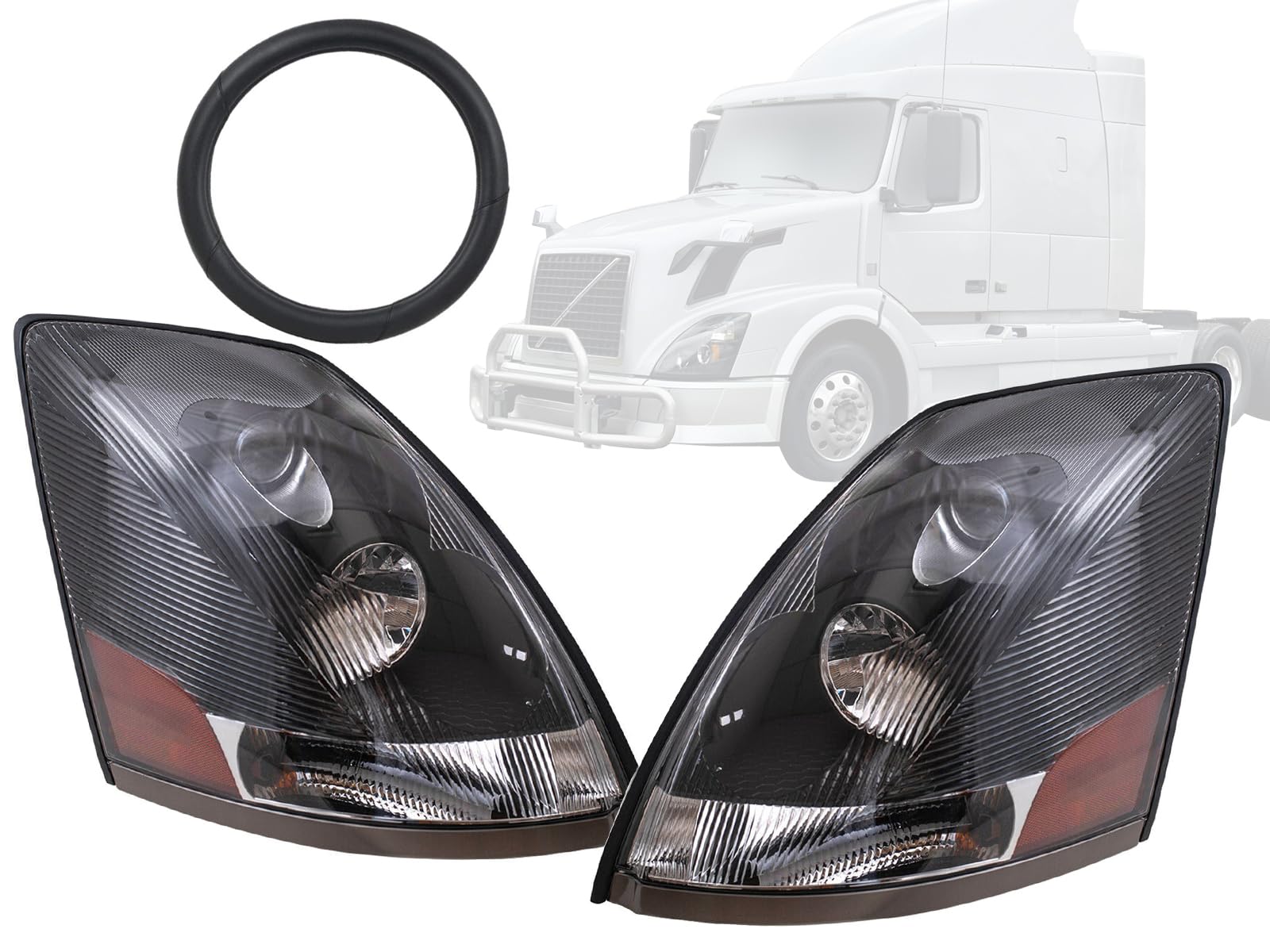 Auto Parts Avenue Replacement Headlight Black for 2004-2018 04-18 VN VNM VNL 200 300 430 630 670 730 780 Pair Passenger Right RH