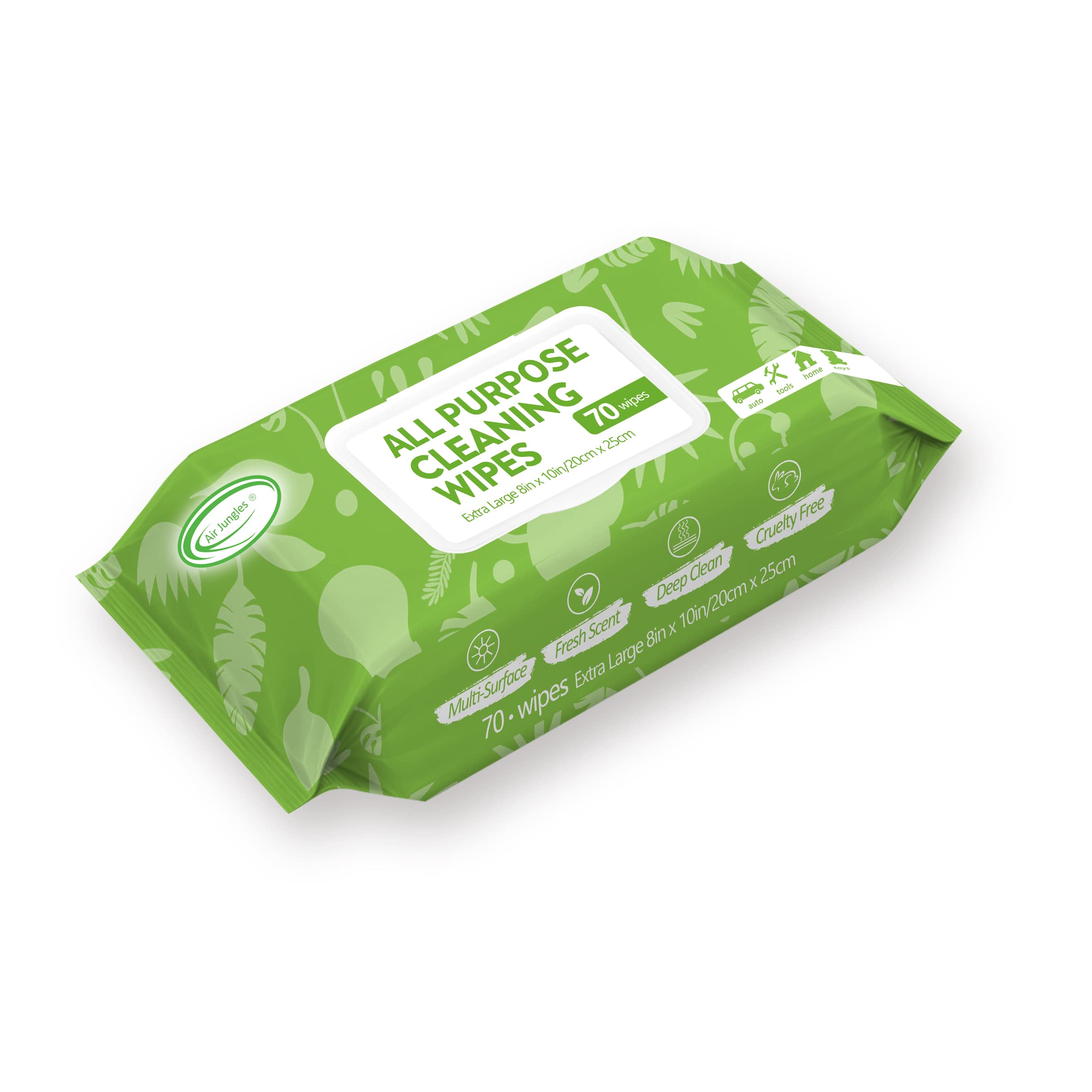 Air Jungles All Purpose Car And Home Cleaning Wipes 70 Count (Pack Of 1), Extra Large 8' X 10' Size Cleaner Wipes For Car Interior Household Appliance Yoga Mat Desk Gym Equipment Couch Desk & More