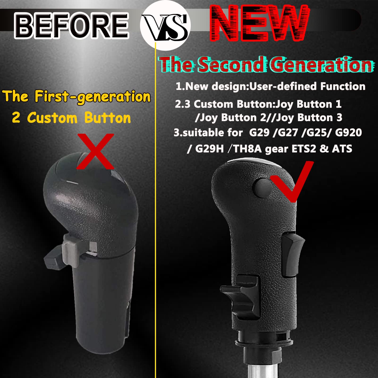 Obokidly USB Gearshift Knob for G29 G920 G27 - Silver, Ideal for Sim Racing in ETS2 & ATS