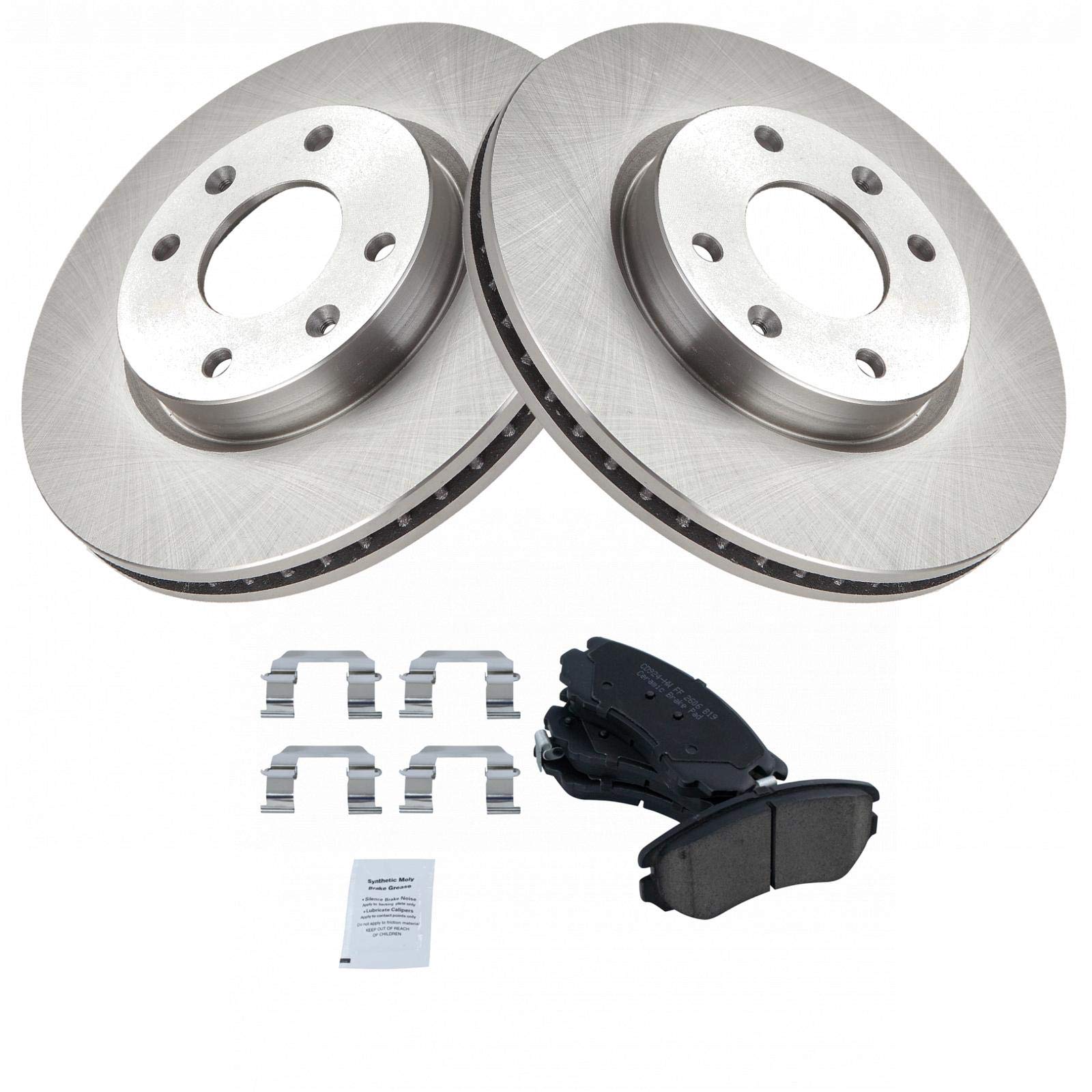 Trq Front Brake Pad & Rotor Kit Brake Pads Brake Rotor Ceramic Compatible With 2004-2005 Hyundai Sonata 2003-2006 Kia Optima
