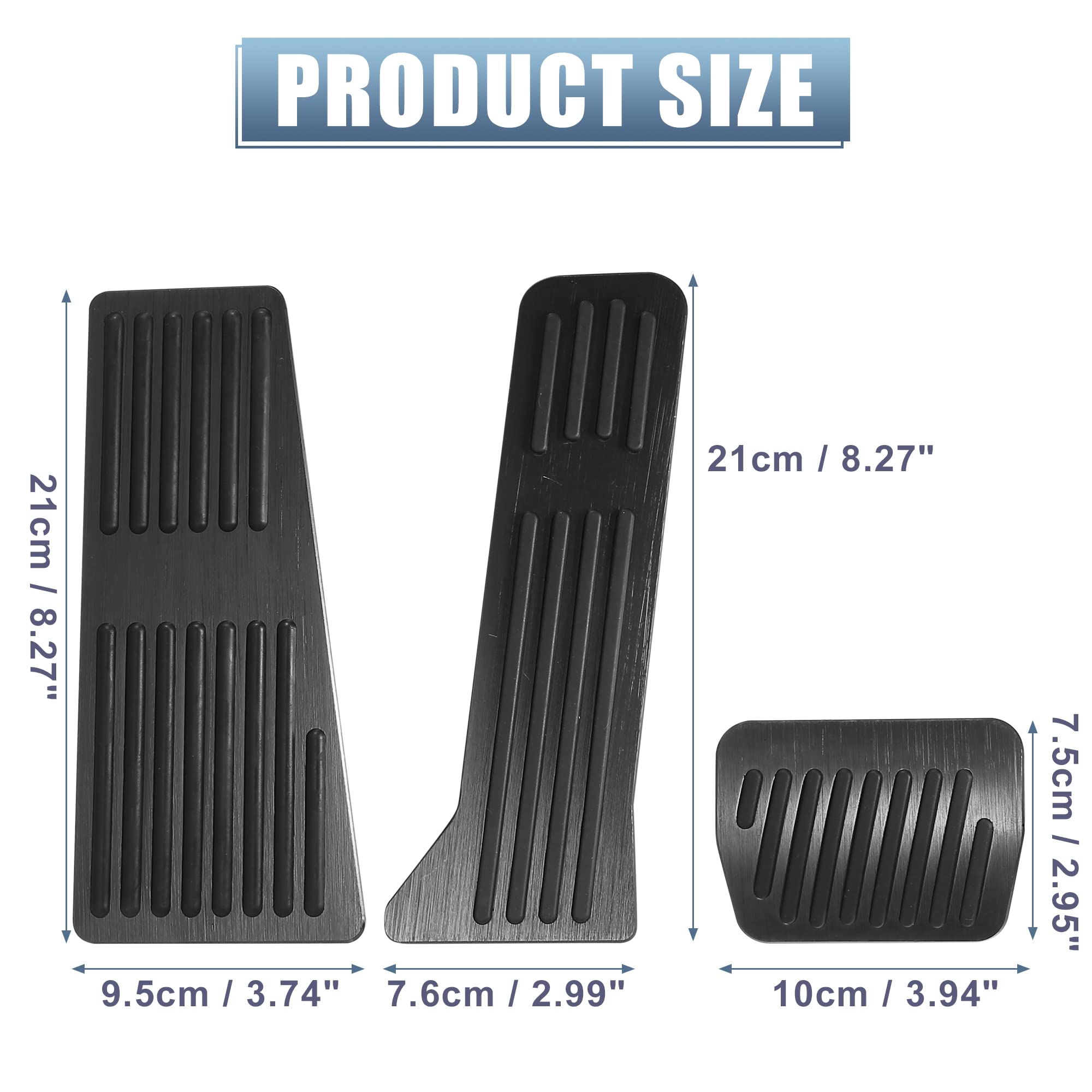 X Autohaux 3 Pcs Anti Slip No Drilling Aluminum Alloy Pedal Covers Foot Pedal Pads For Mazda 2 3 6 Cx-3 Cx-5 Cx-9 Black