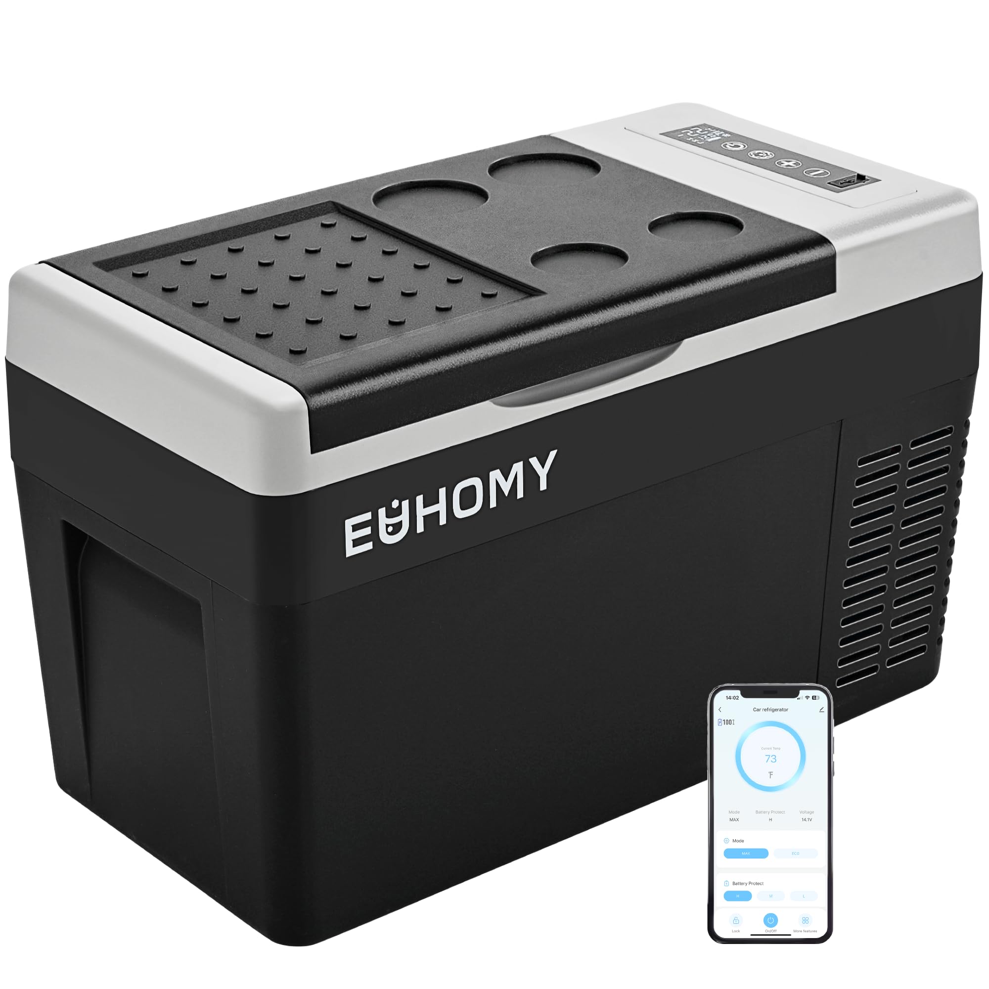 EUHOMY 12 Volt Refrigerator, 17 Quart (15L) Compressor Electric Cooler APP Control, Car Fridge 12/24V DC & 120-240V AC, Car Refr