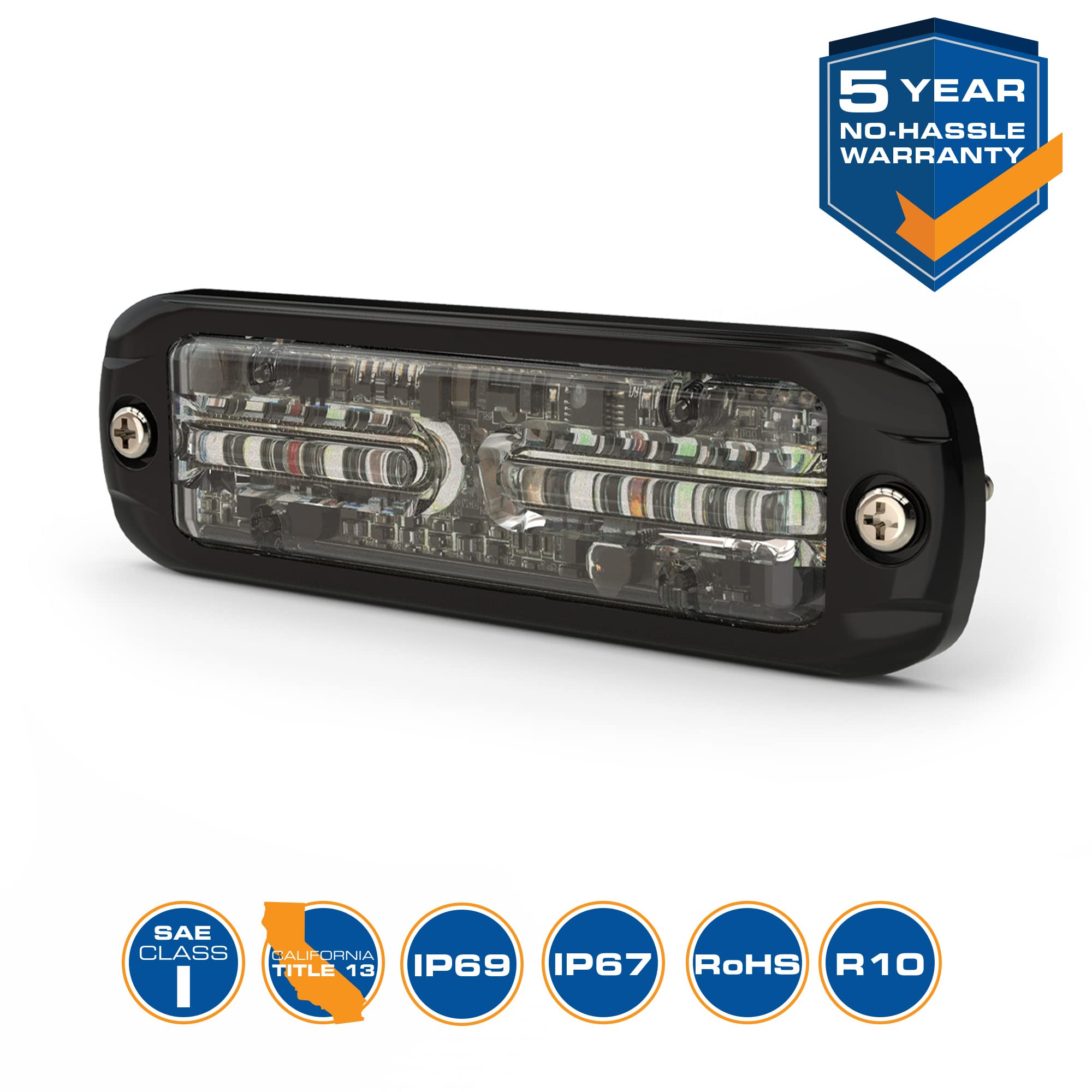 ECCO ED3802AW Directional LED Light | Surface Mount | 12-24VDC | Amber/White | Aluminum | Black