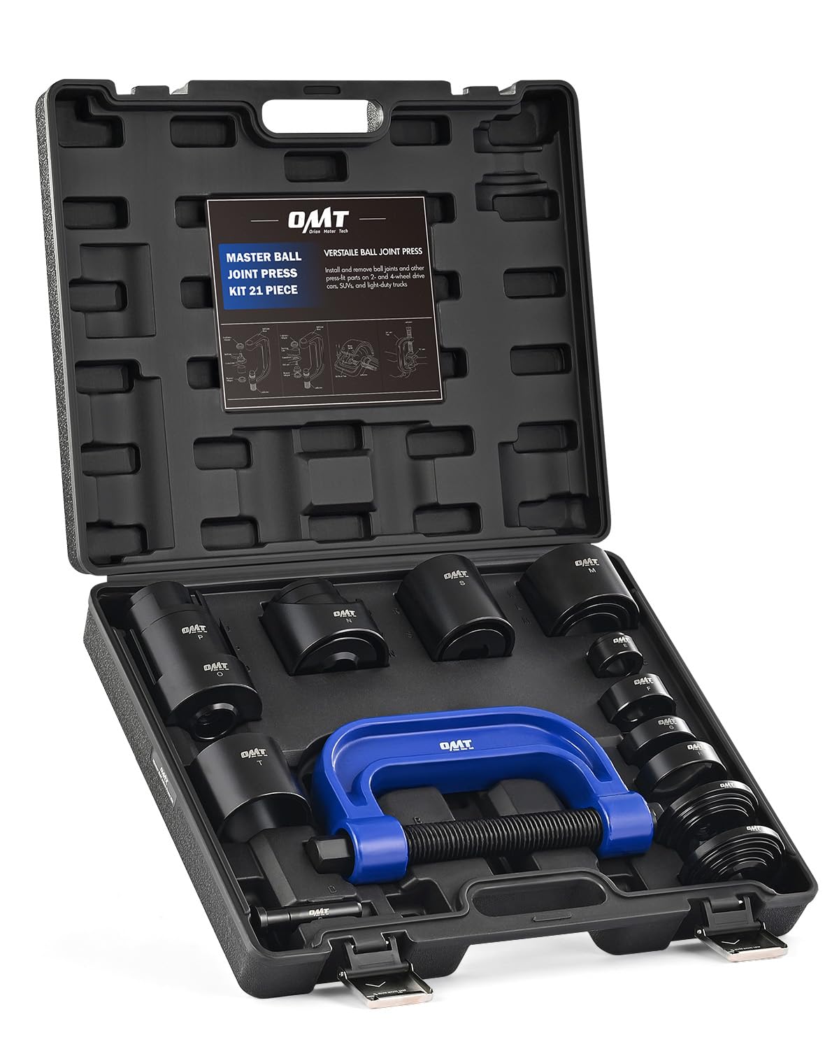 Orion Motor Tech Ball Joint Press Kit, 21pc Master Ball Joint Removal Tool, Upper and Lower Ball Joint Remover with C Frame, Hea
