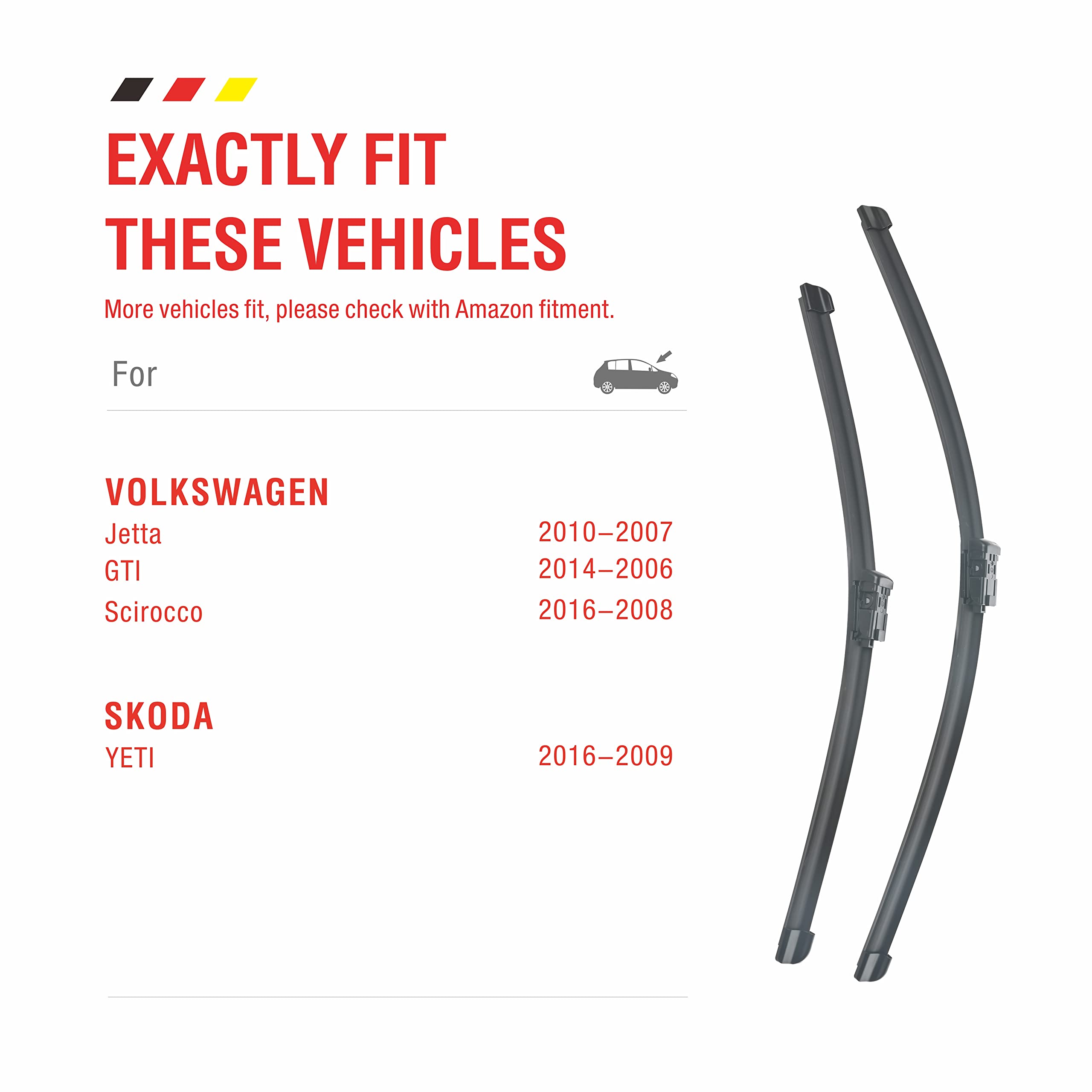 24''+19'' Front Windshield Wipers Wiper Blades Replacement For Volkswagen Cc 2013-2017 Jetta 2011-2020 Passat 2012-2020 Oem Qual