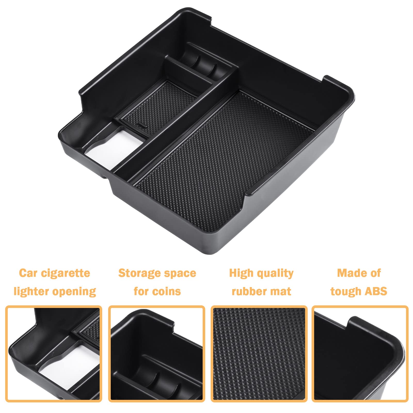 TACOBRO Center Console Organizer for Nissan Frontier 2022-2025, ABS Insert, Black Trim, Pickup Truck Armrest Storage Box