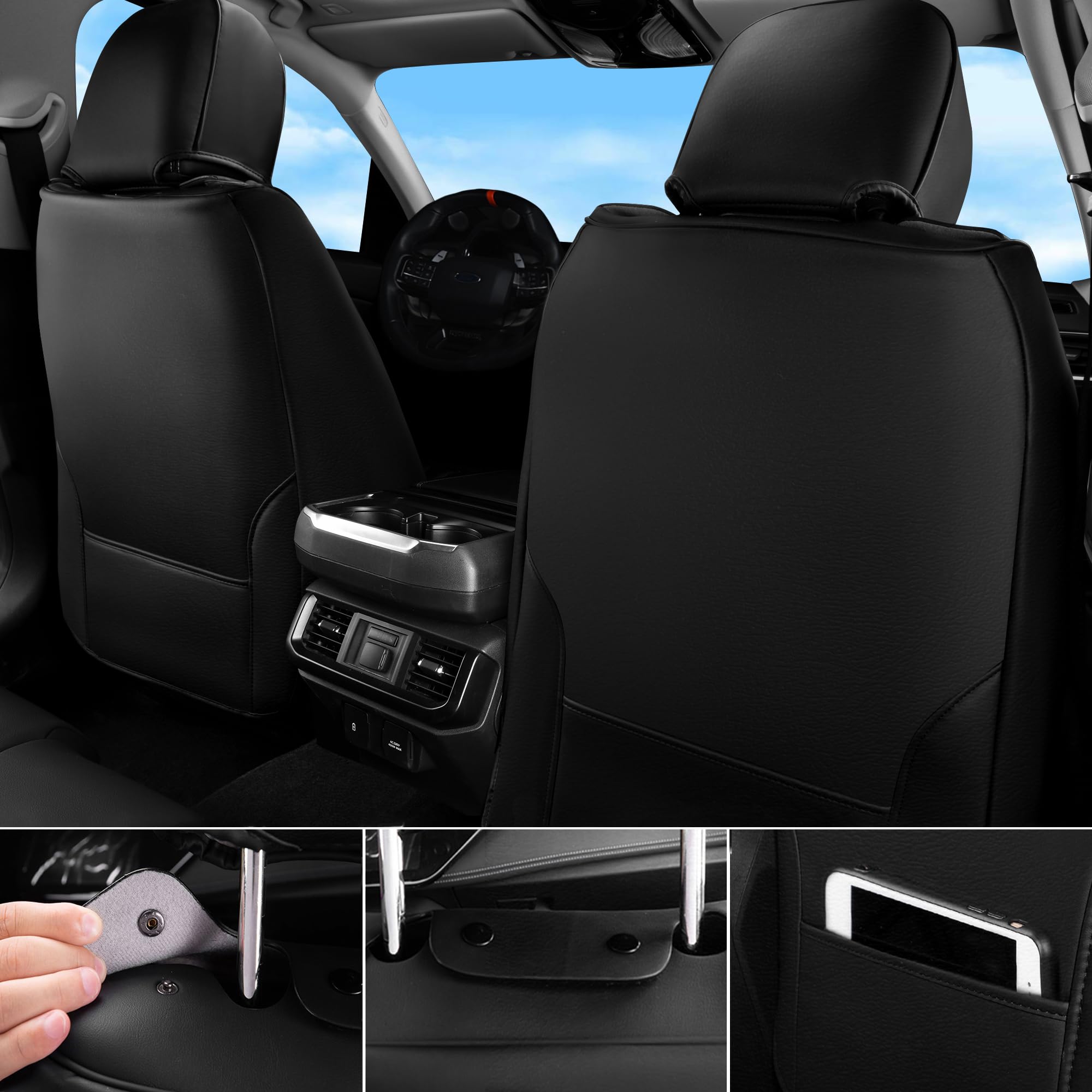 Car Pass Bling Car Seat Covers, Microfiber Nappa Leather Luxury Cushioned, Waterproof Heavy-Duty Anti-Slip Universal Fit For Aut