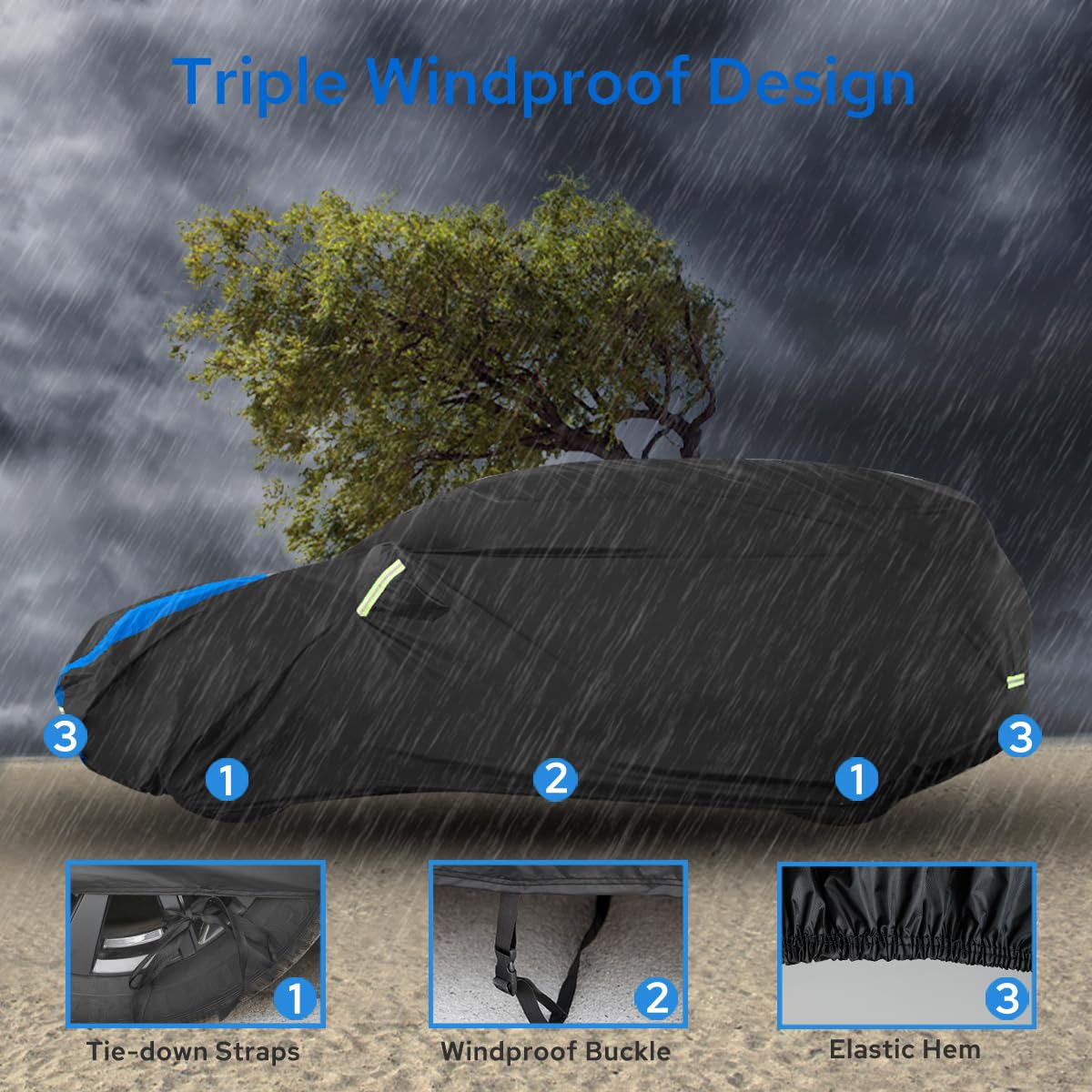 Avecrew Car Cover Custom Fit For Benz Glc, Waterproof All Weather Full Exterior Cover Rain Snow Uv Protection Cover With Side Do