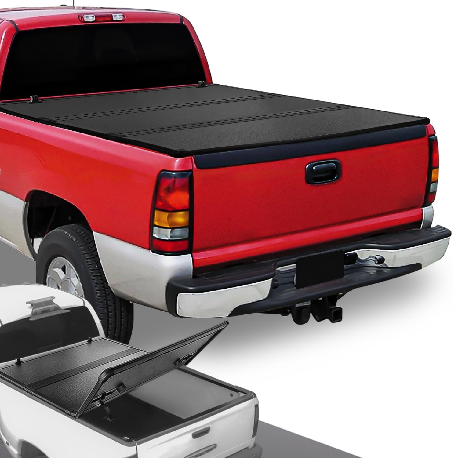 Dna Motoring New Upgrade Truck Bed Top Hard Solid Tri-Fold Tonneau Cover Compatible With 04-13 Silverado Sierra 1500 / 2007 Silv