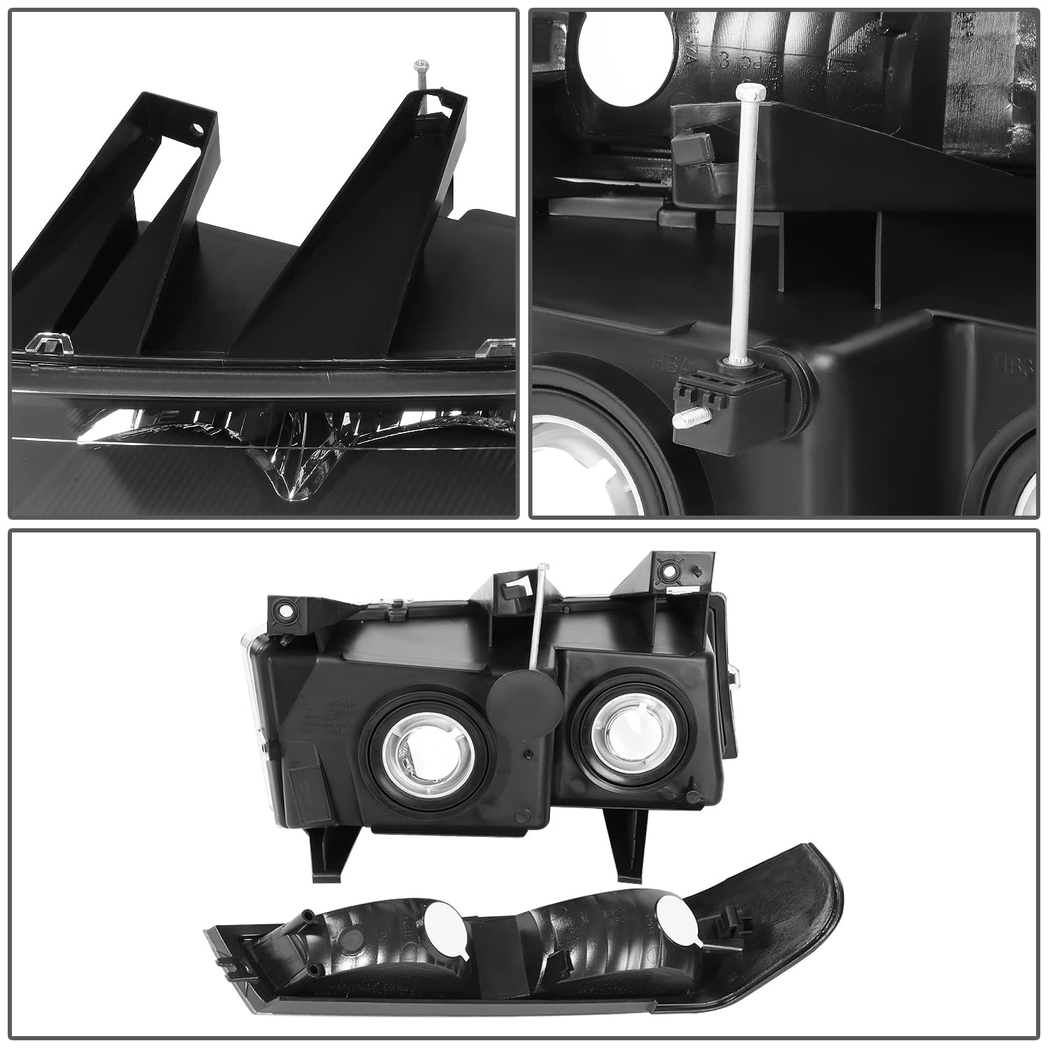 Dna Motoring Hl-Oh-Ccol044P-Bk-Am Black Housing Amber Reflector Headlights Compatible With 04-12 Colorado Canyon