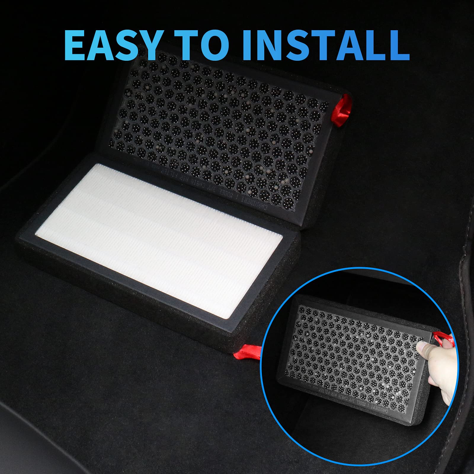Carwiner Cabin Air Filter 2Pcs For Tesla Model 3 Model Y With Activated Carbon, Hepa Air Intake Filter Accessories Replacement