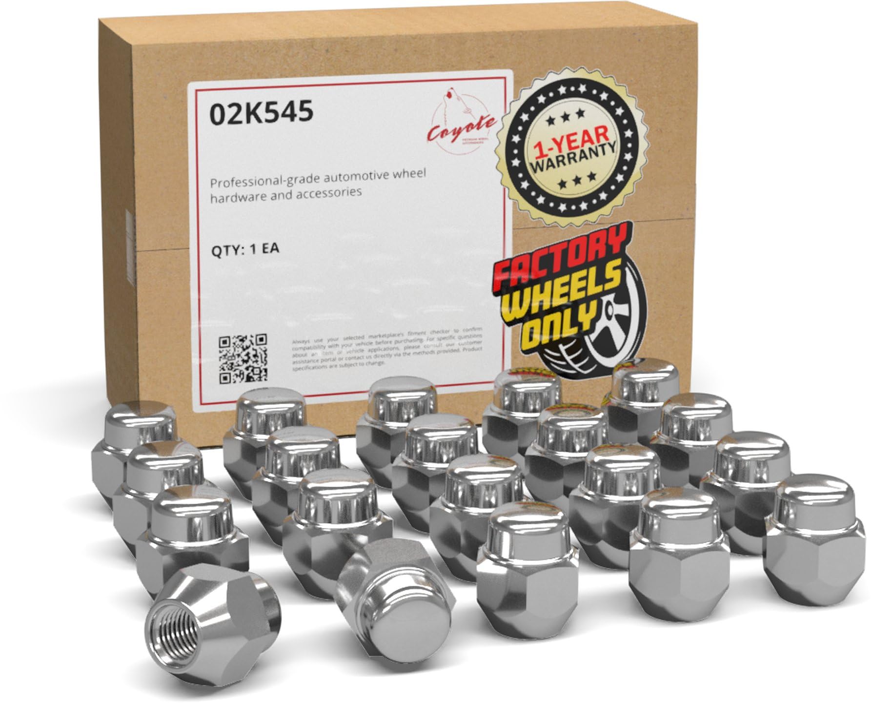 Wheel Accessories Parts 20 Pcs M12x1.5 12x1.5 Thread OEM Style Lug Nuts 1.2 Long Chrome 13/16 21mm Hex Fits Hyundai Elantra | KI