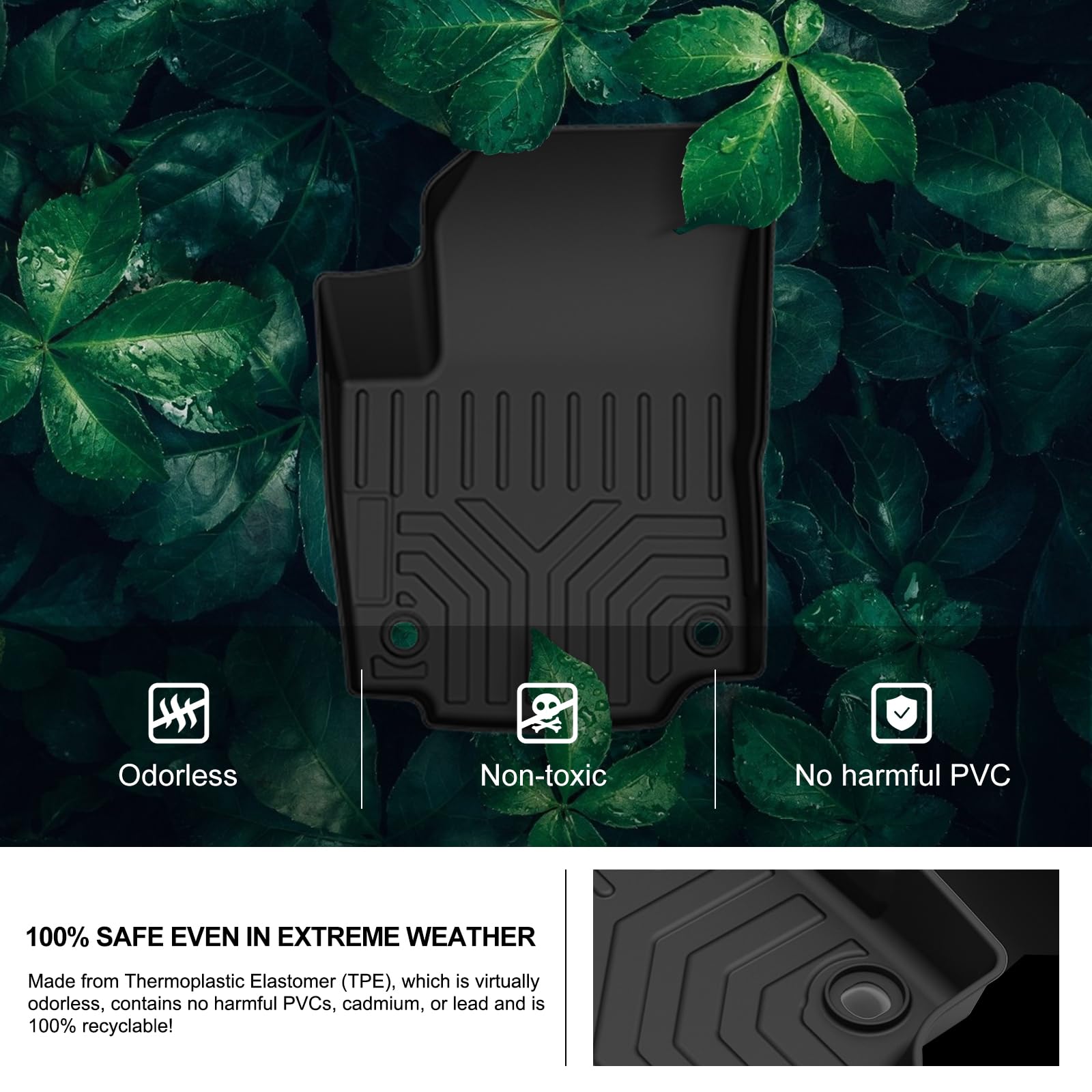 Kiwi Master Floor Mats & Cargo Mat For 2018-2024 Chevy Equinox/Gmc Terrain All Weather Mat Front & Rear 2 Row Seat Trunk Tray Tp