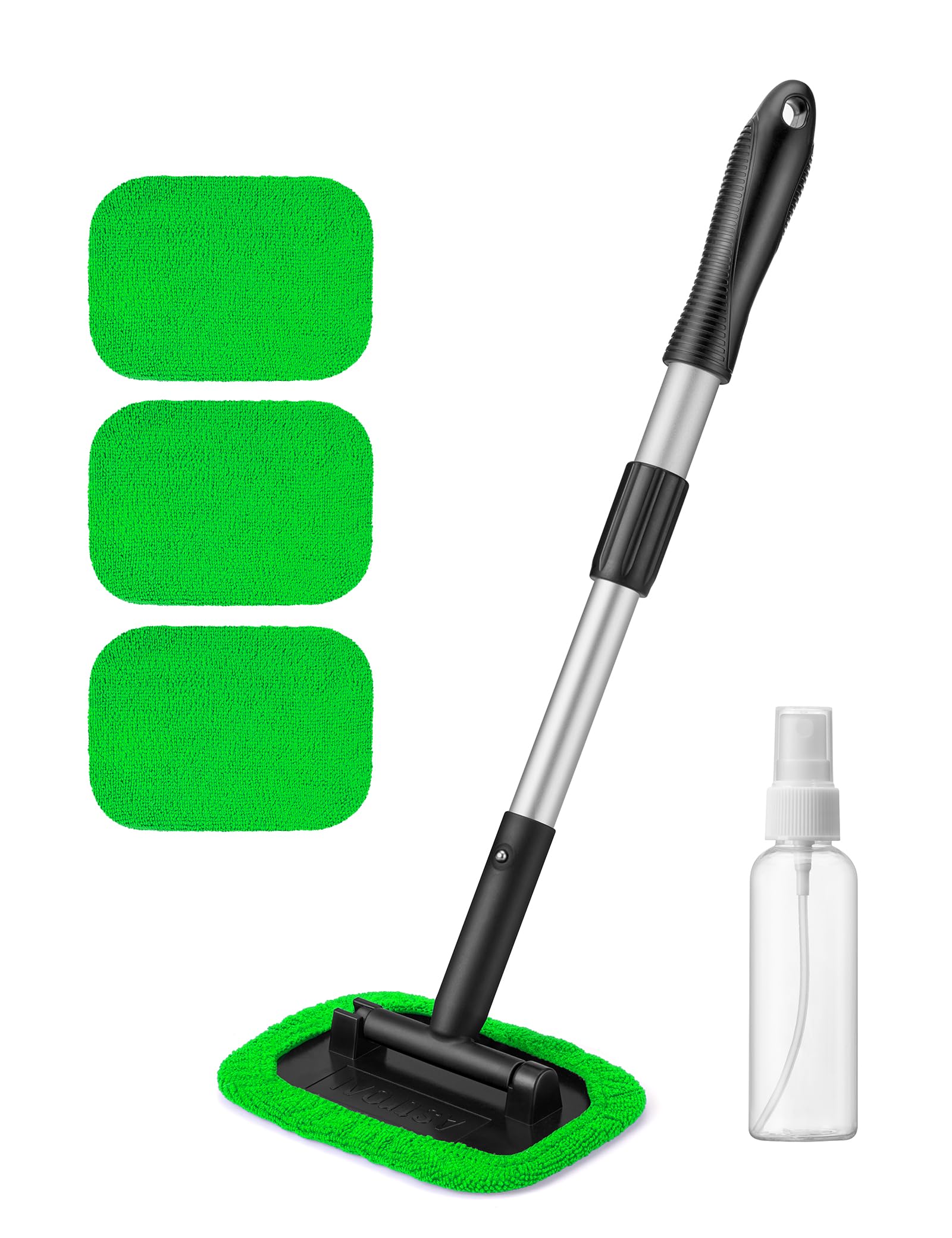 Astroai Windshield Cleaner, Microfiber Car Window Cleaner With 4 Reusable And Washable Microfiber Pads And Extendable Handle Aut