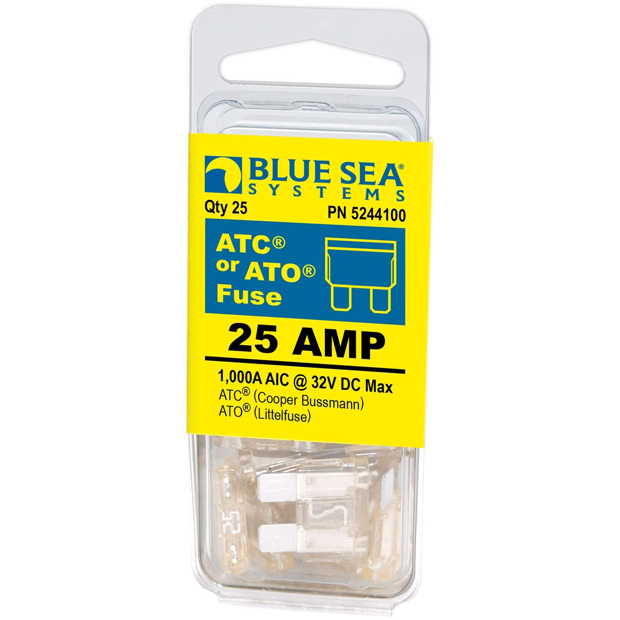 Blue Sea Systems 5244100 25A Ato/Atc Fuse , 25 Pack