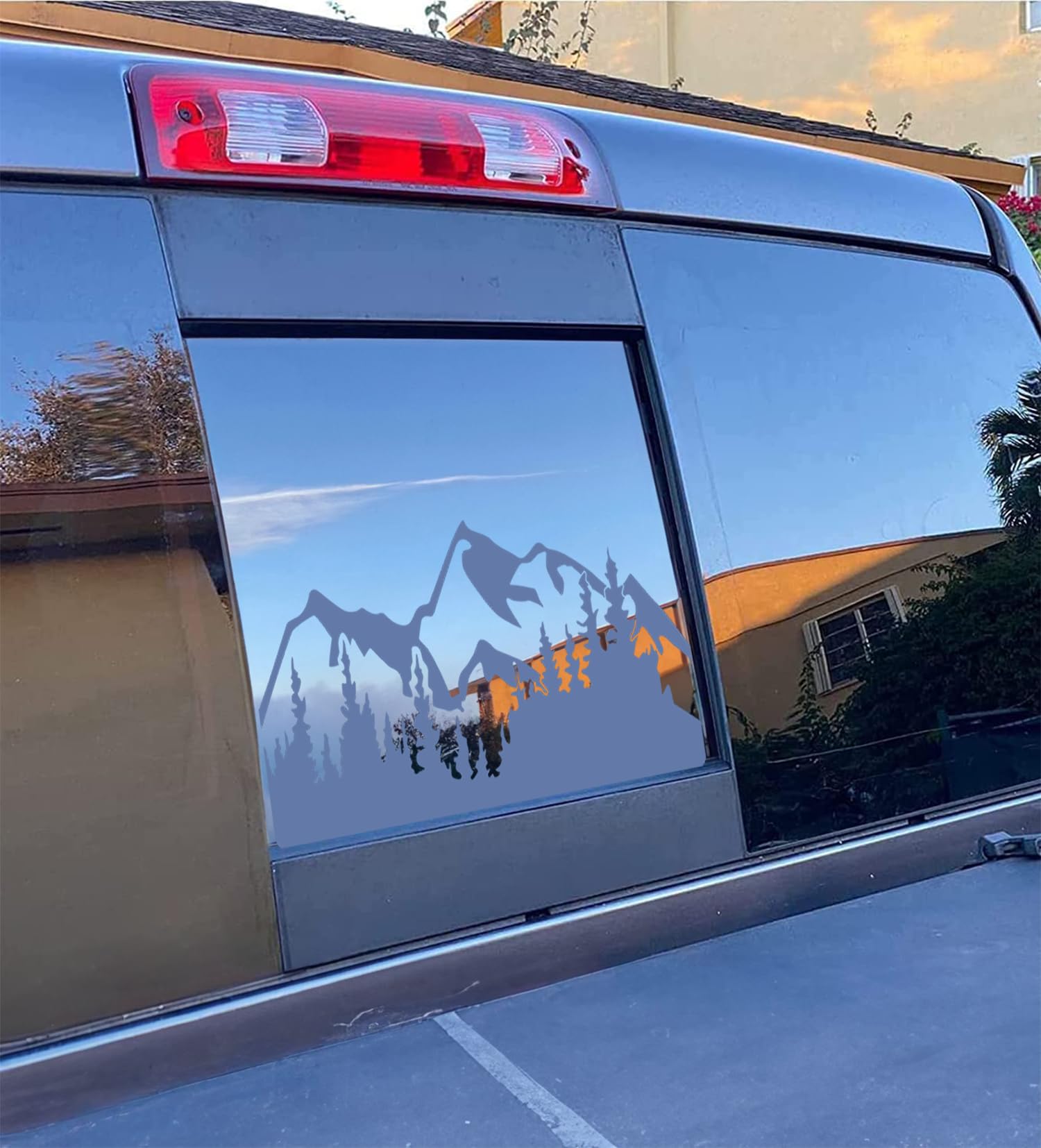 Xinghe For Chevy Silverado Gmc Sierra 2019-2025, Rear Middle Window American Flag Decal, Matte Black Usa Flag Vinyl For Truck Ba