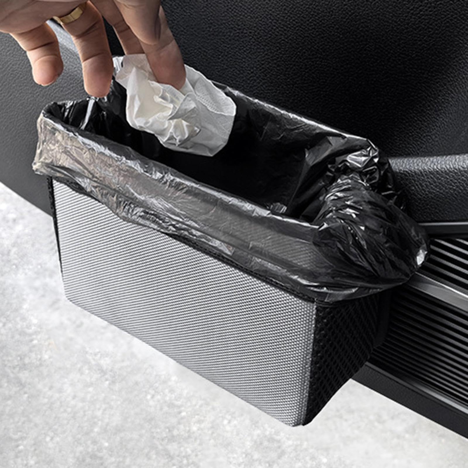MERISHOPP Car Trash Can Dustbin Hanging Waterproof Practical Multifunctional Gray