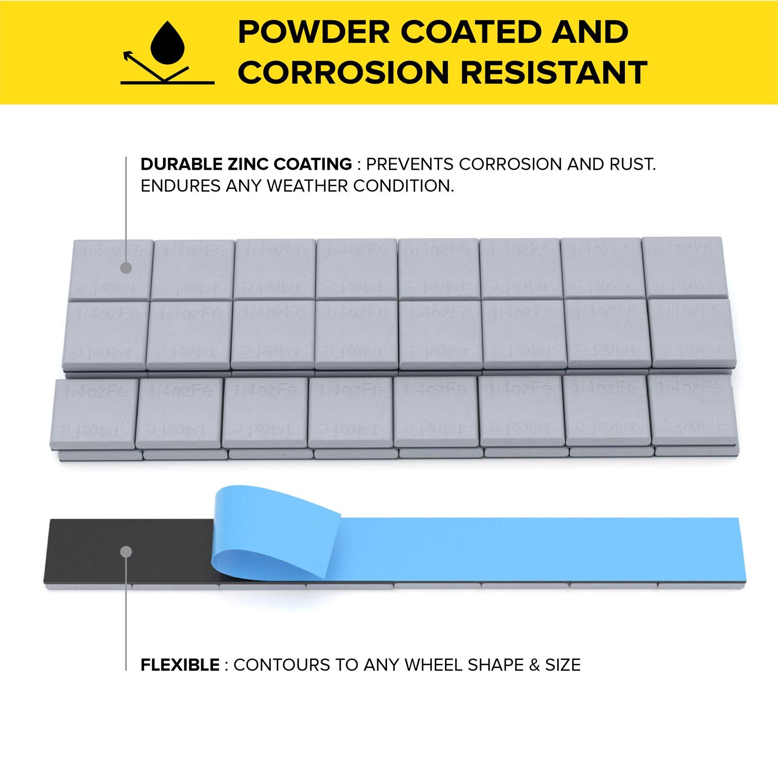Stancemagic - 0.25Oz 1/4Oz - Gray Adhesive Stick On Wheel Weights, Easy Peel, Low Profile, Zinc Plated Steel Balancing Weights F