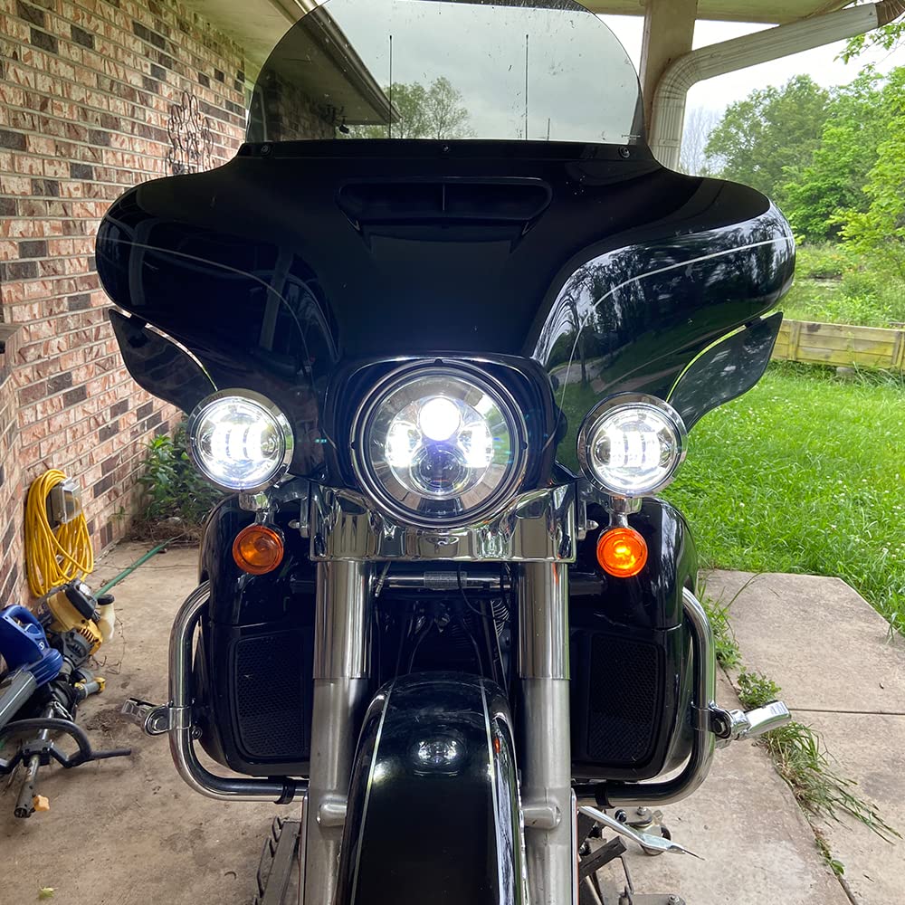 Sunpie Compatible With H_Arley Motorcycle 7 Inch Head Light Fog Lights Combo, Compatible With Road King, Compatible With Road Glide, Street Glide And Electra Glide