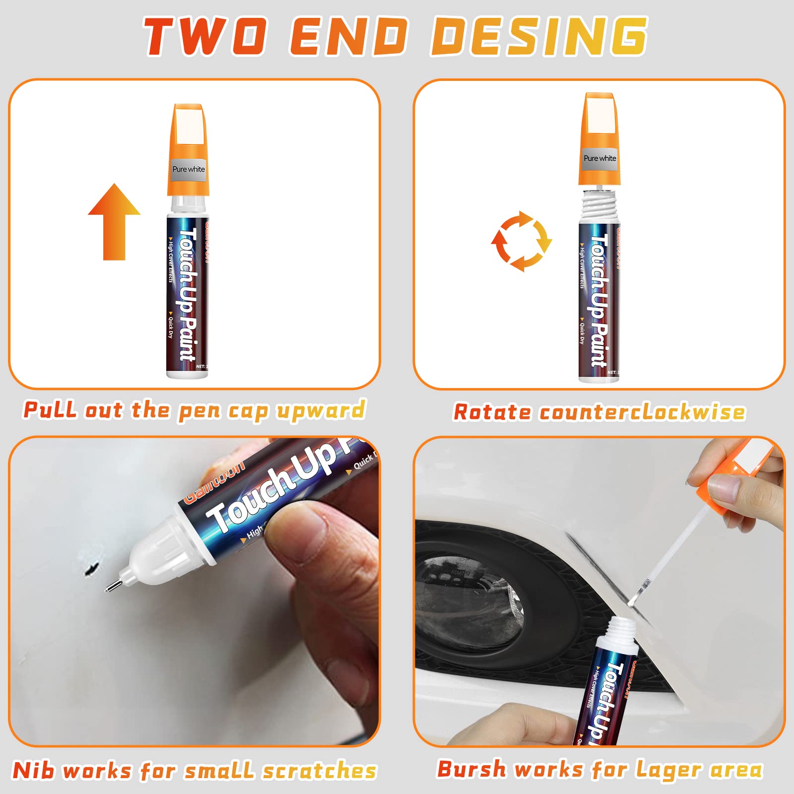 Gold Touch Up Paint Pen For Cars, Car Paint Scratch Repair, Two-In-One Car Touch Up Paint Fill Paint Pen, Quick & Easy Solution