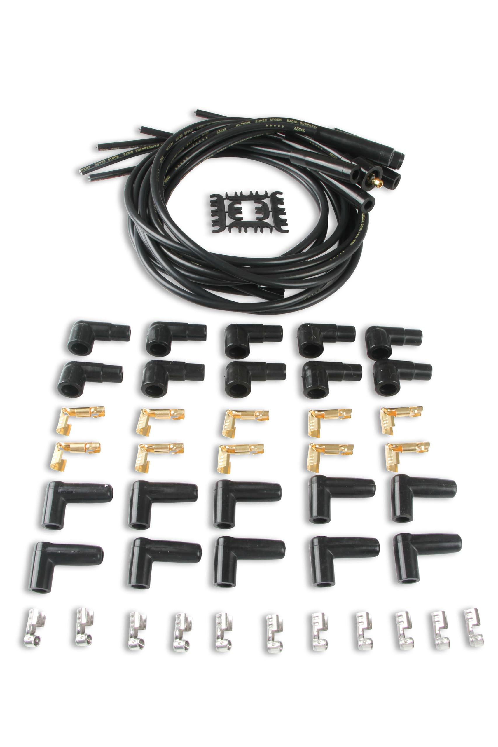 ACCEL 4040K Spark Plug Wire Set- 8mm - Black Wire with Black Straight Boots