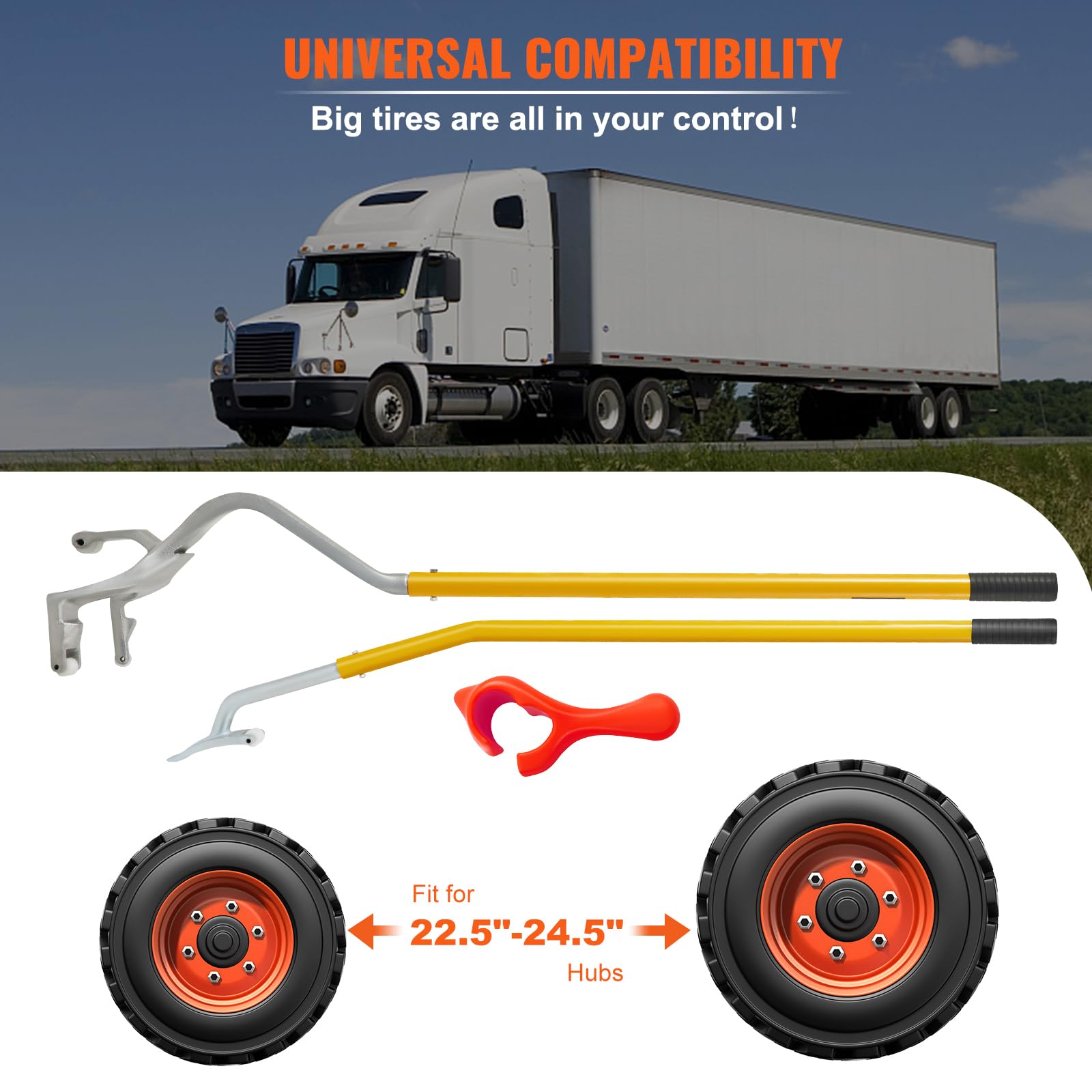 Vevor Tire Mount Demount Tool, 22.5" to 24.5", Yellow, Model A-100, Manual Bead Breaker for Semi Trucks and Car Repair
