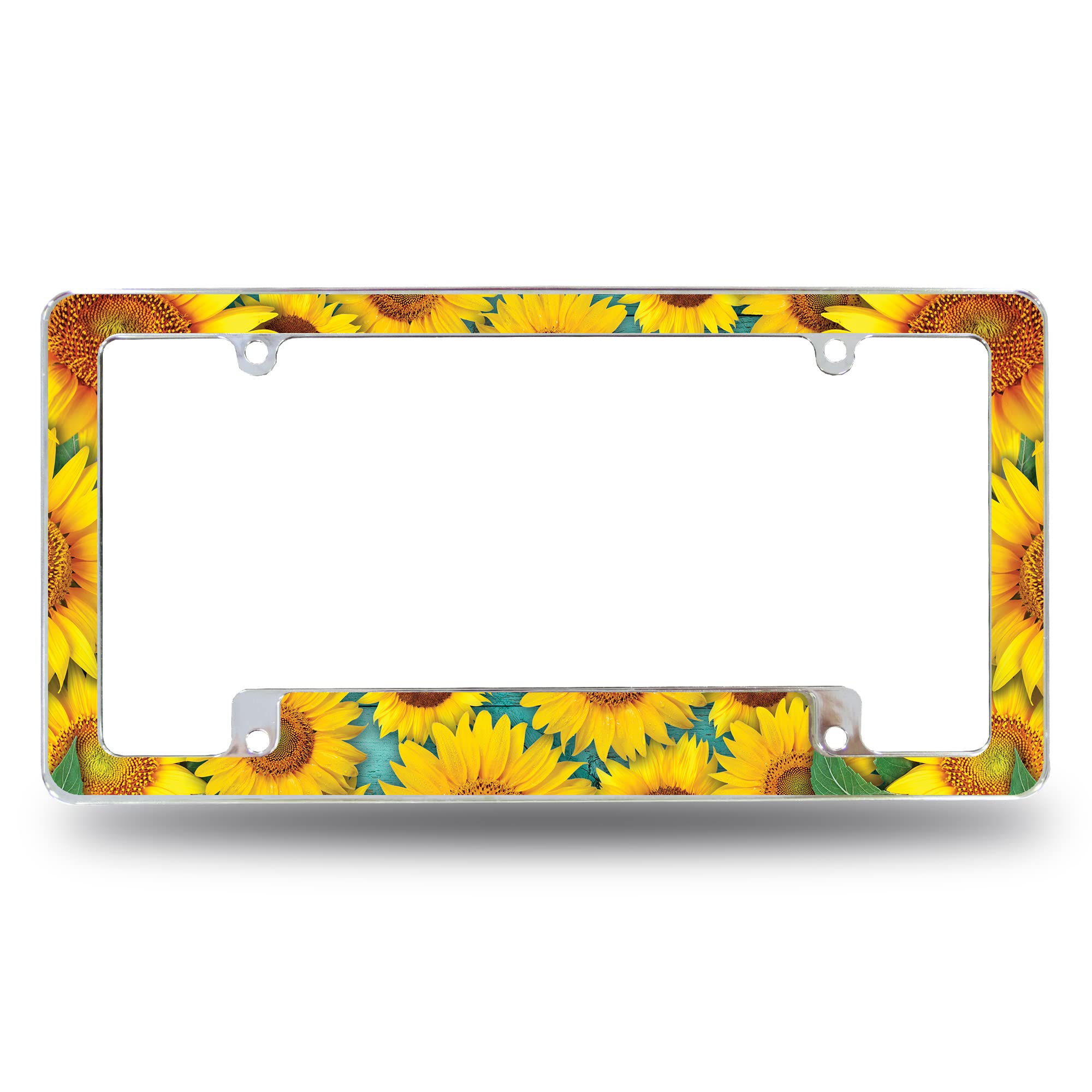 Rico Industries Sunflowers #1 All Over Automotive License Plate Frame for Car/Truck/SUV (12 x 6)