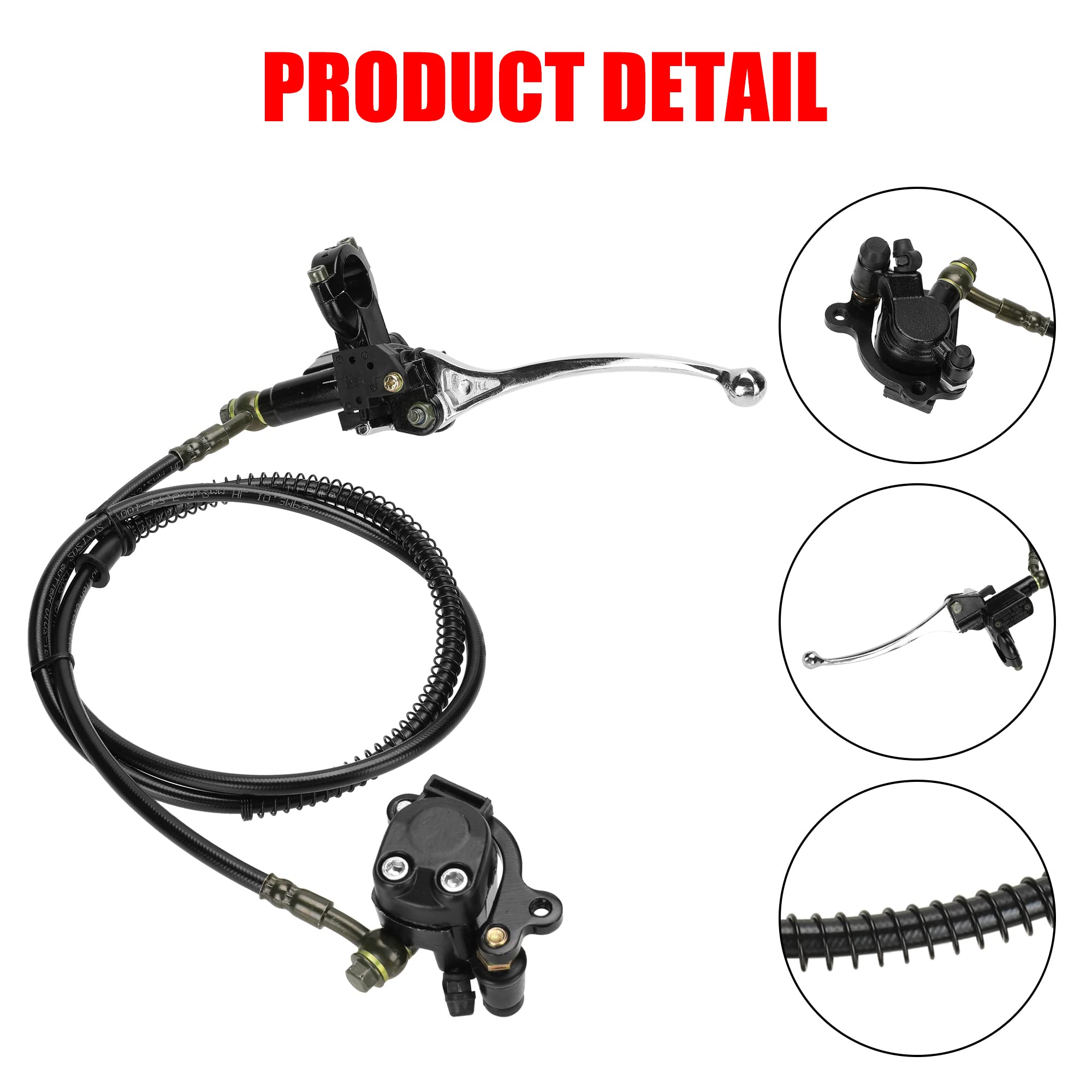 GREHUA Upgraded Hydraulic Disc Hand Brake Master Cylinder Caliper with Brake Pad Assembly 50 Inch Hose for 98cc 3.0HP Baja Hensi