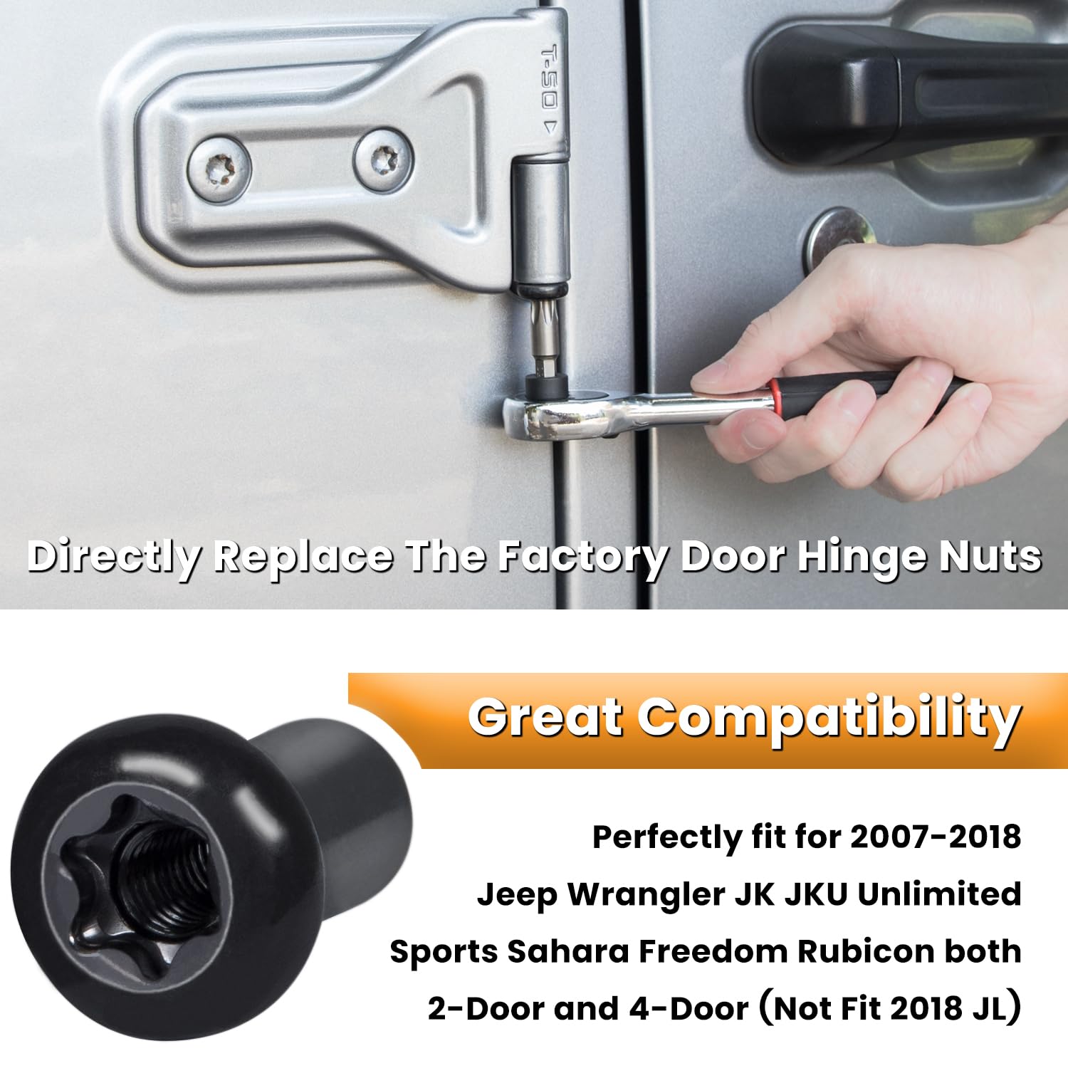 Door Hinge Nuts for Jeep Wrangler JK JKU Sports Sahara Freedom Rubicon Unlimited 2-Door 4-Door 2007-2018 Exterior Accessories Do