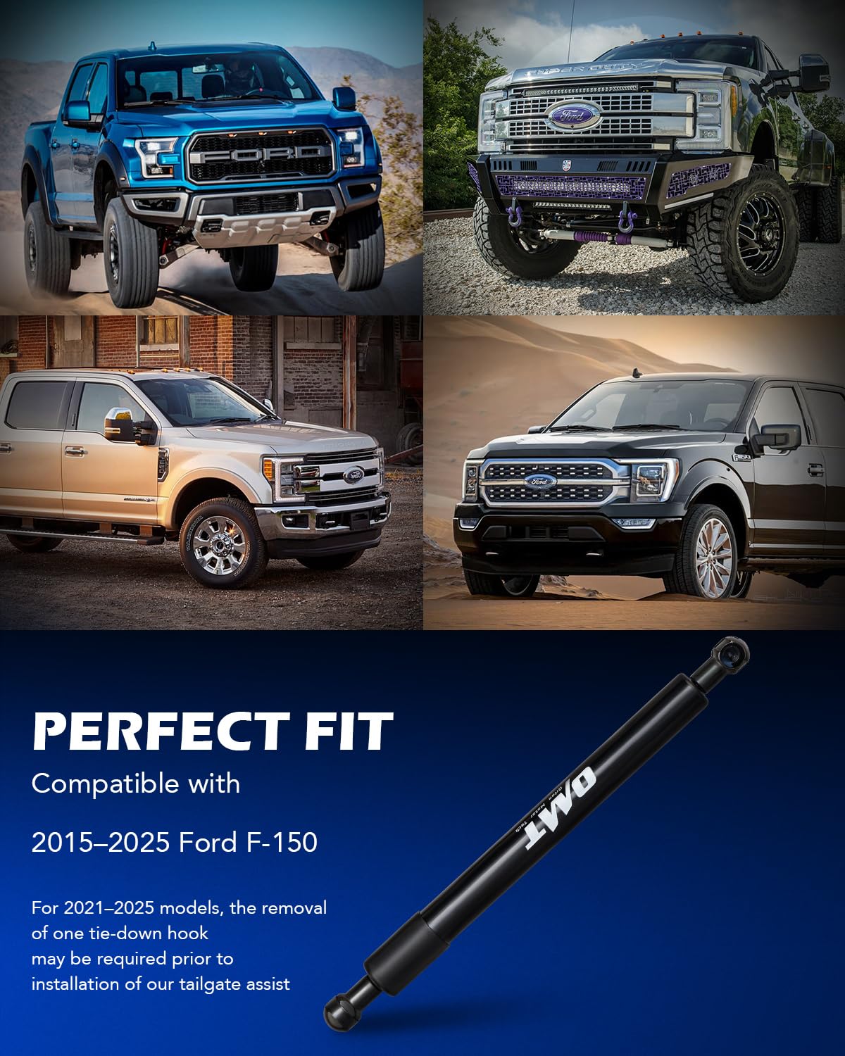 Orion Motor Tech Tailgate Assist for 15-23 Ford F150 - Alloy Steel, Silver, Model OMTAS24