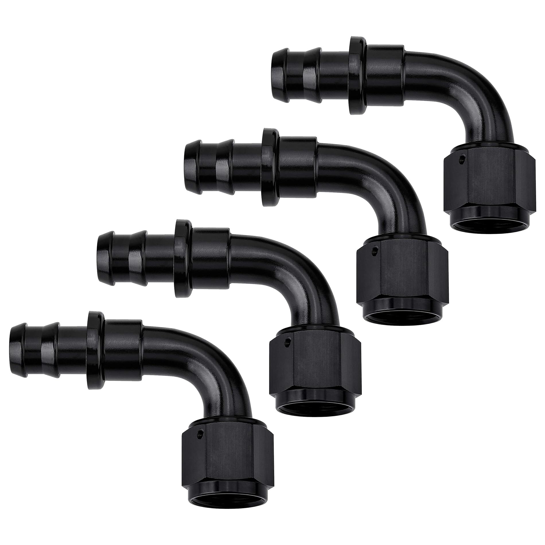 EVIL ENERGY 10AN 90 Degree Push Lock Hose Fitting End Black 4PCS