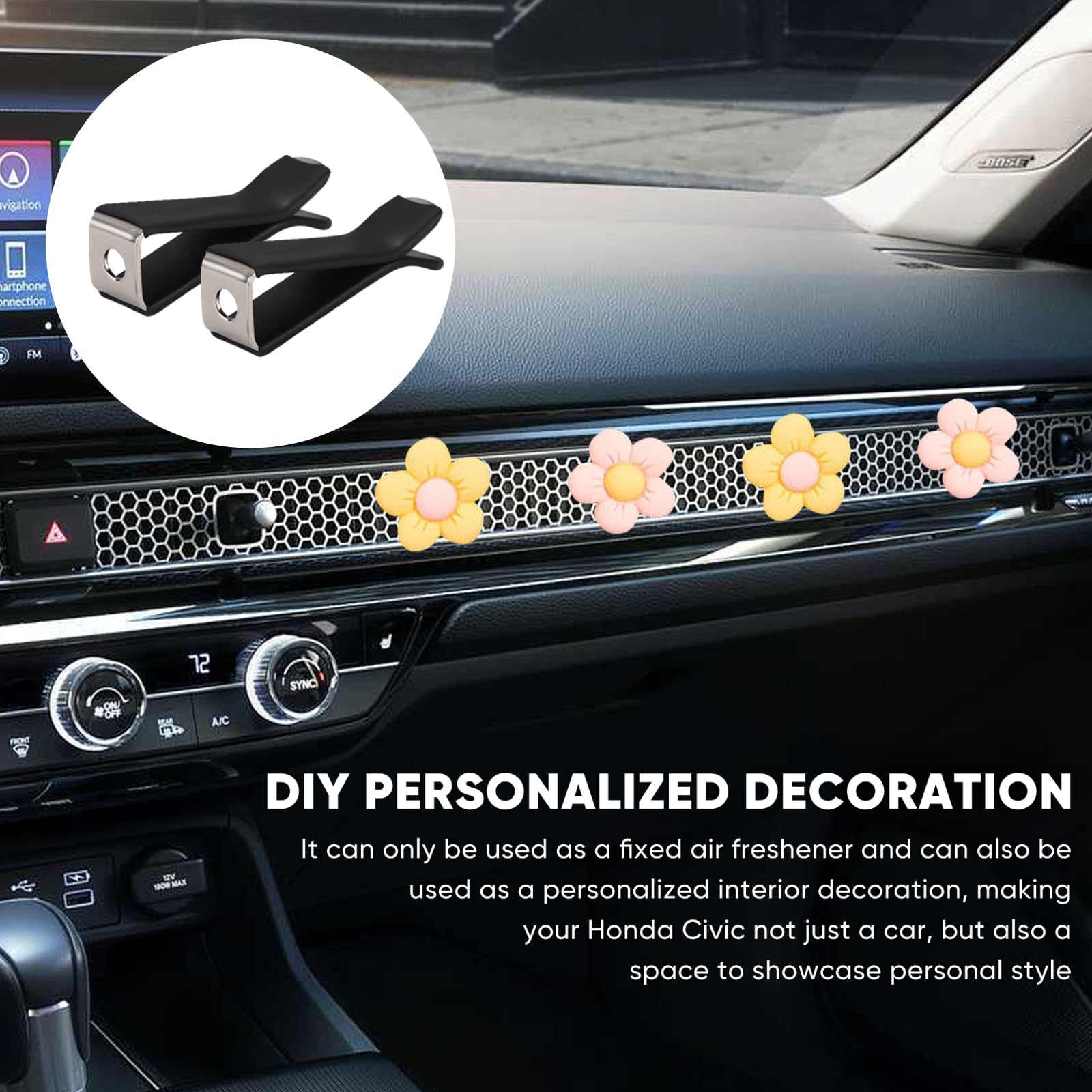 moonateen 20 Pieces Square Head Car Vent Clips + 6 Adapters for 11th Gen Honda Civic - Custom Fit Car Air Fresheners for Honeyco