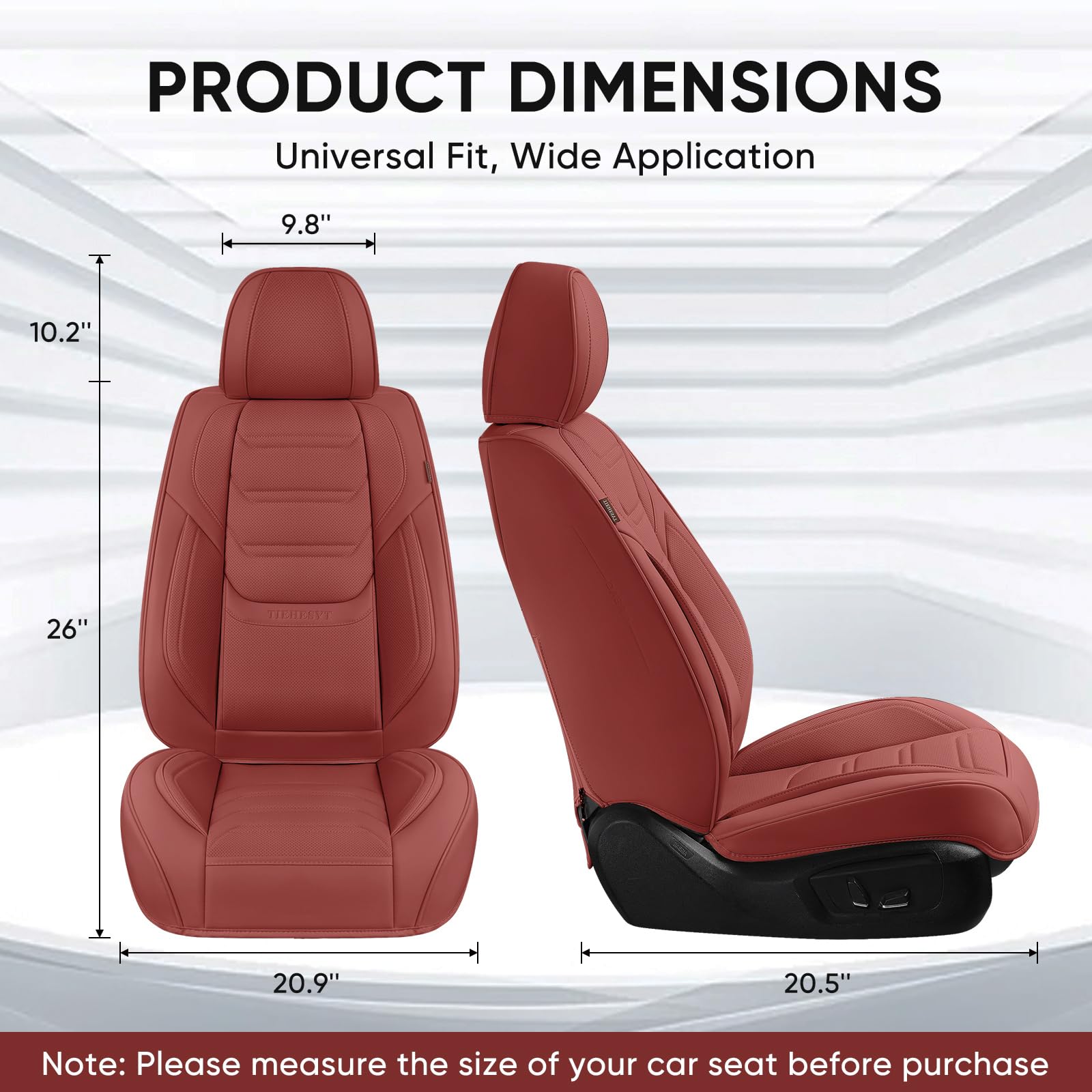 TIEHESYT Front Pair Car Seat Covers - Breathable Faux Leather, Martha Red, Universal Fit for SUVs, Trucks, and Sedans