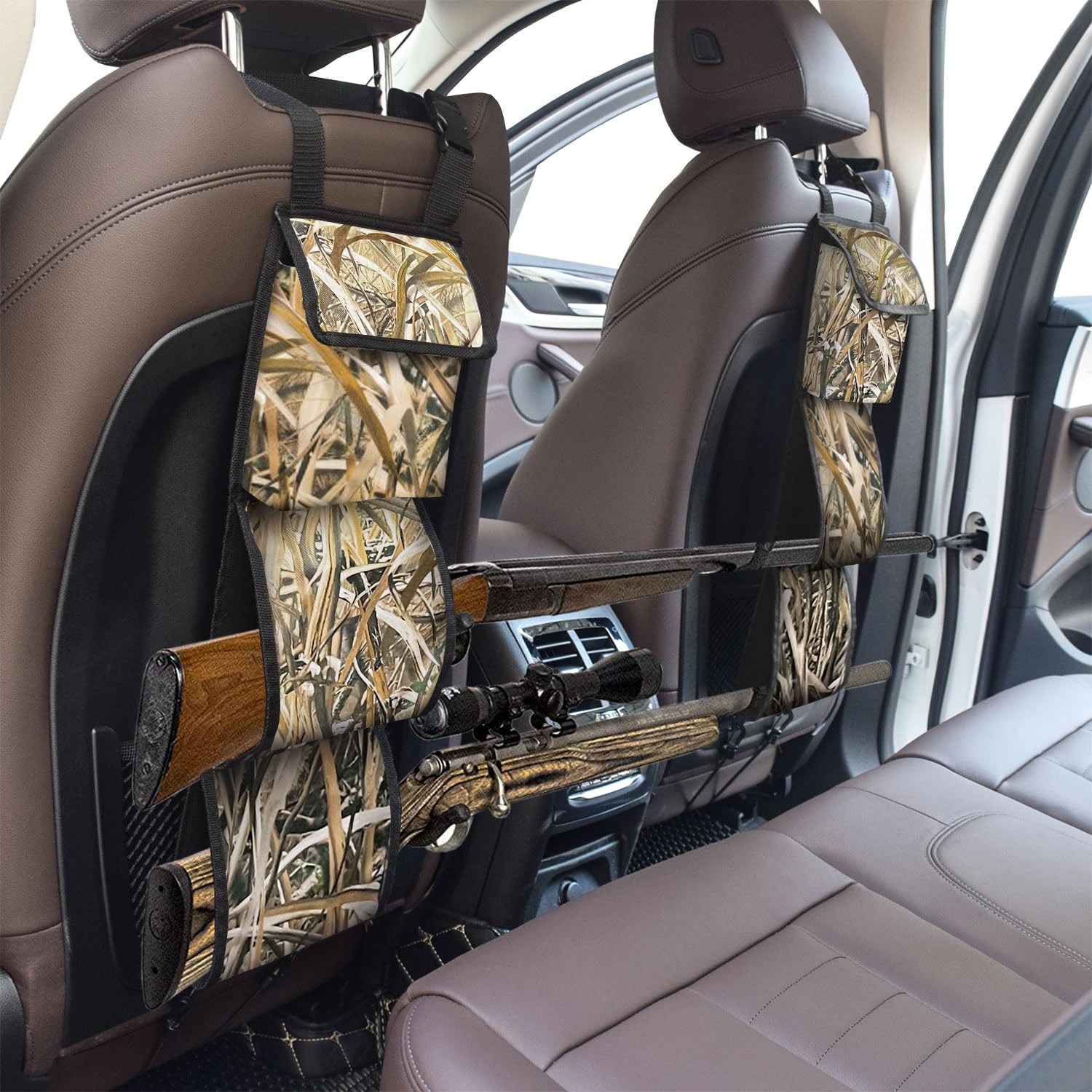 MYDAYS Seat Back Gun Rack, Gun Sling Bag, Camo Front Seat Gun Organizer Holder for Hunting Rifles/Shotguns (Camo4)
