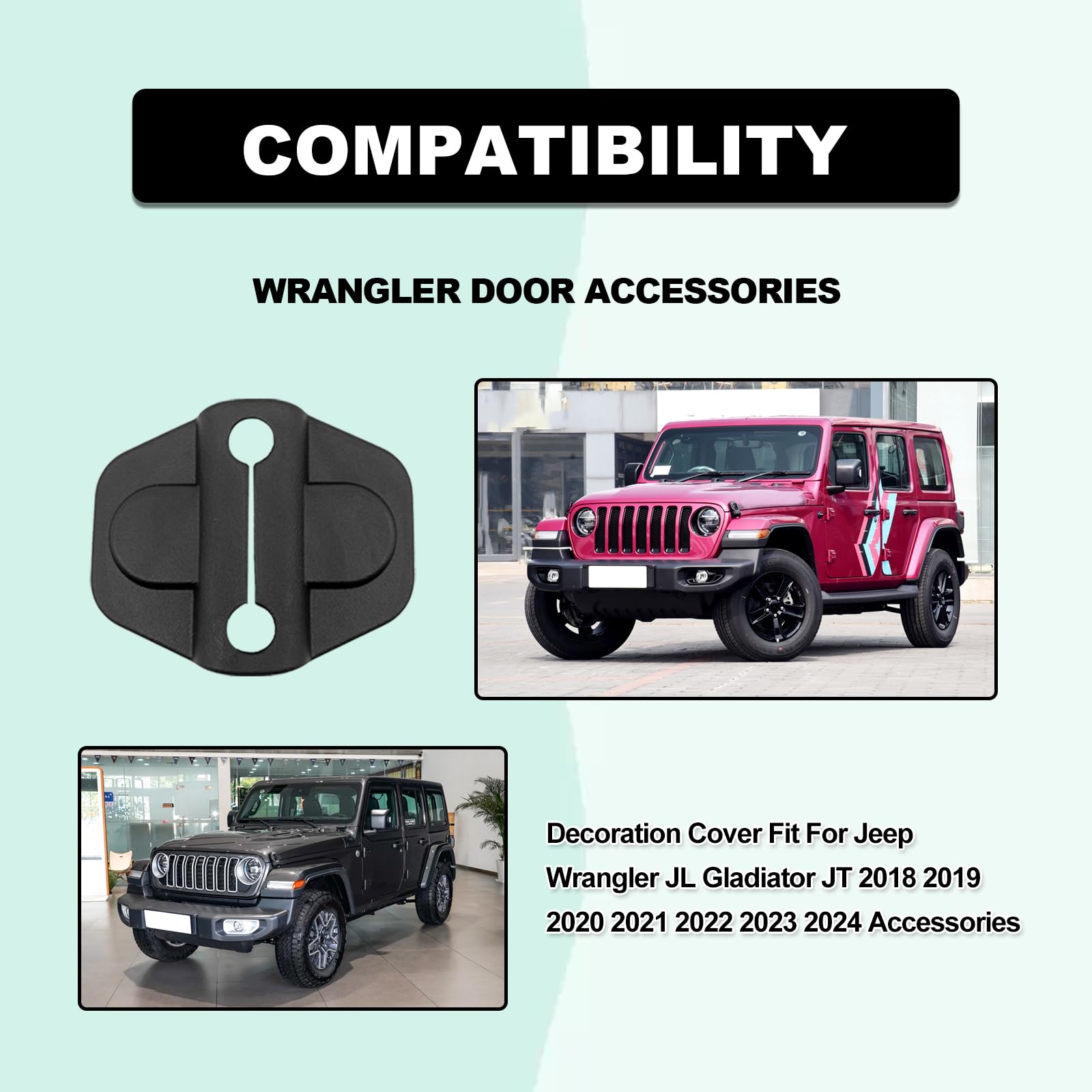 Door Lock Cover Buckle Decor Trim Compatible with 2018-2023 Jeep Wrangler JL JLU 4XE Unlimited Sahara Sports Rubicon Gladiator J