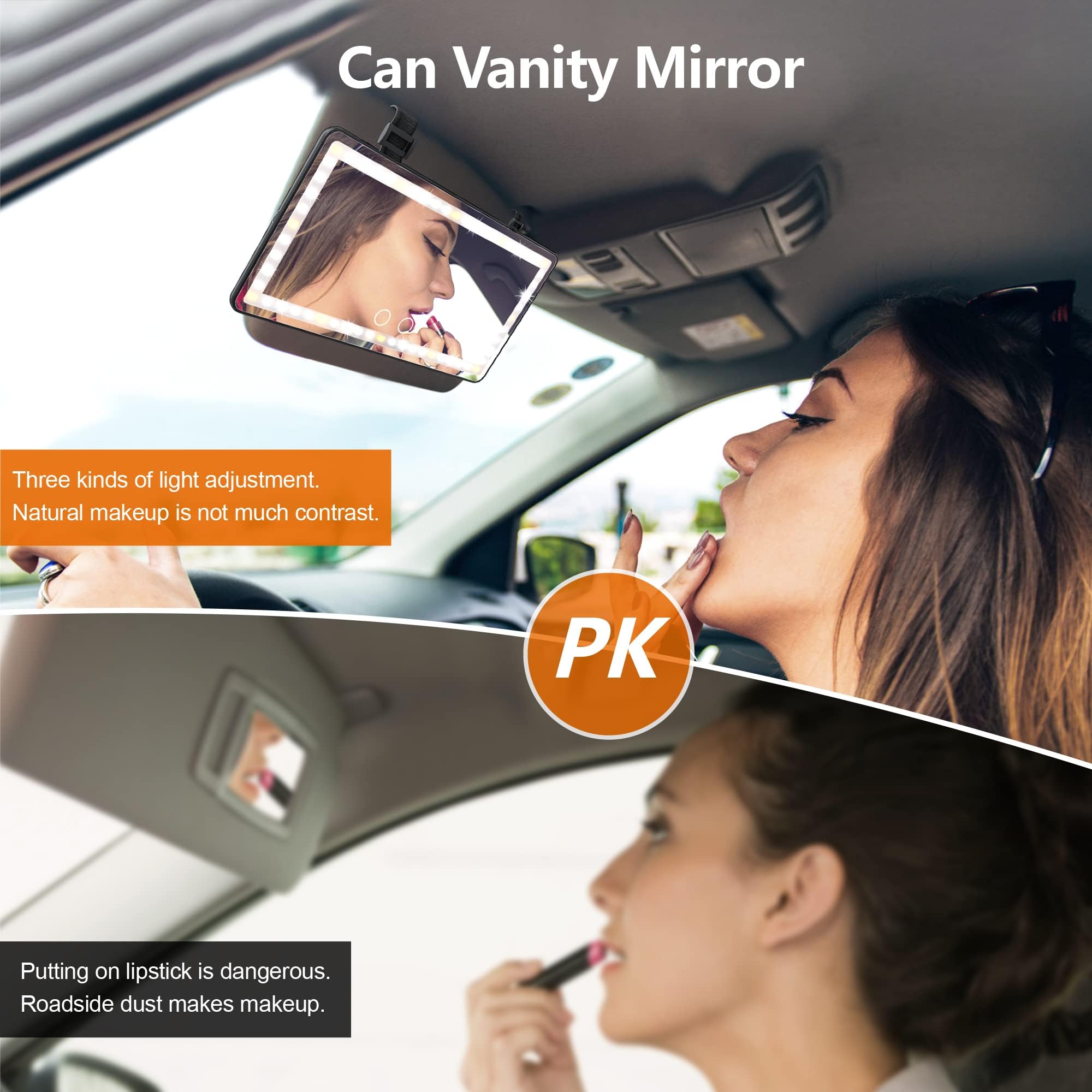 Car Visor Vanity Mirror Rechargeable With 3 Light Modes & 60 Leds For Car Truck Suv Rear View With Dimmable Touch Screen,Car Mir