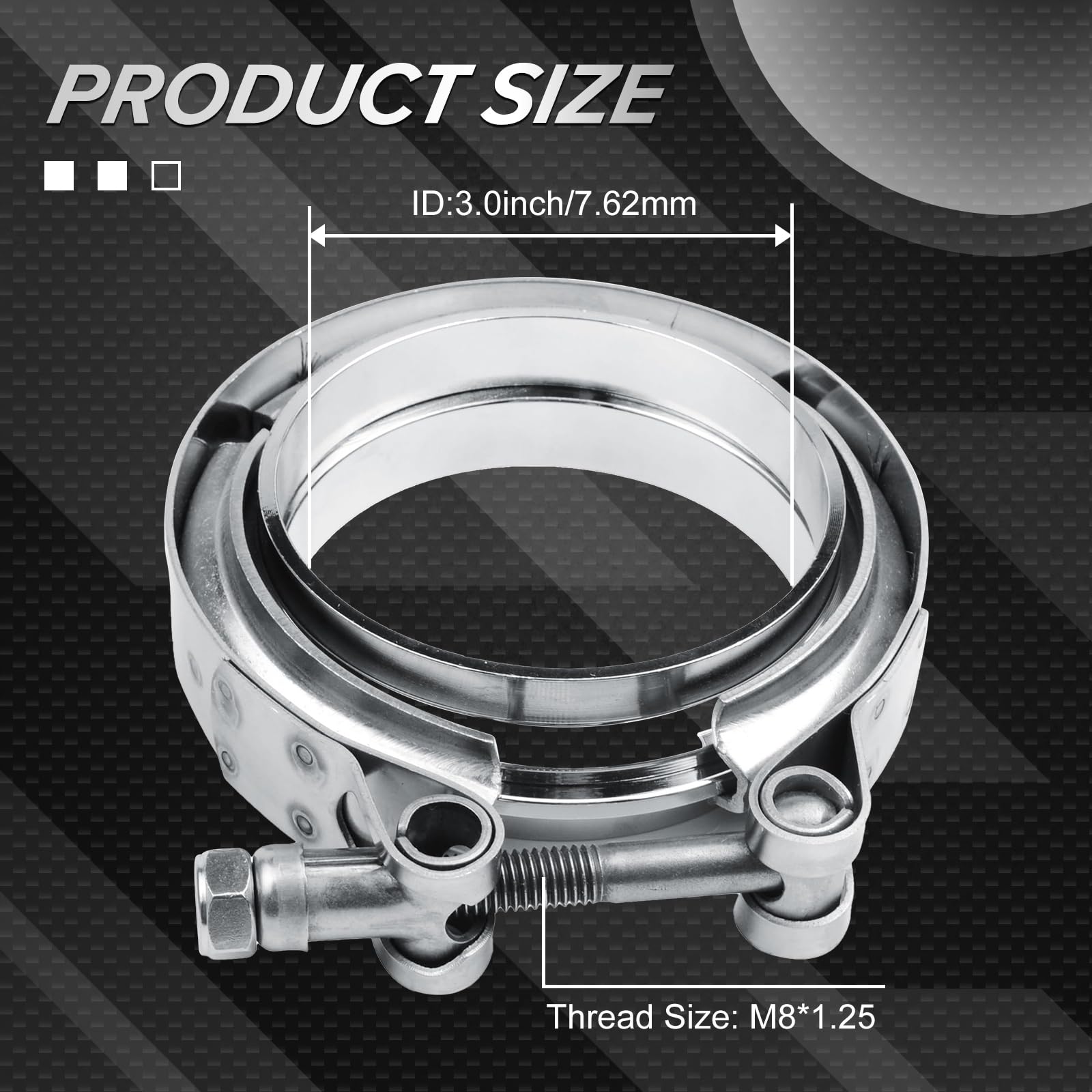 Sykrss 3.0'' Universal Stainless Steel V Band Clamp Flat Flange Kit Assembly