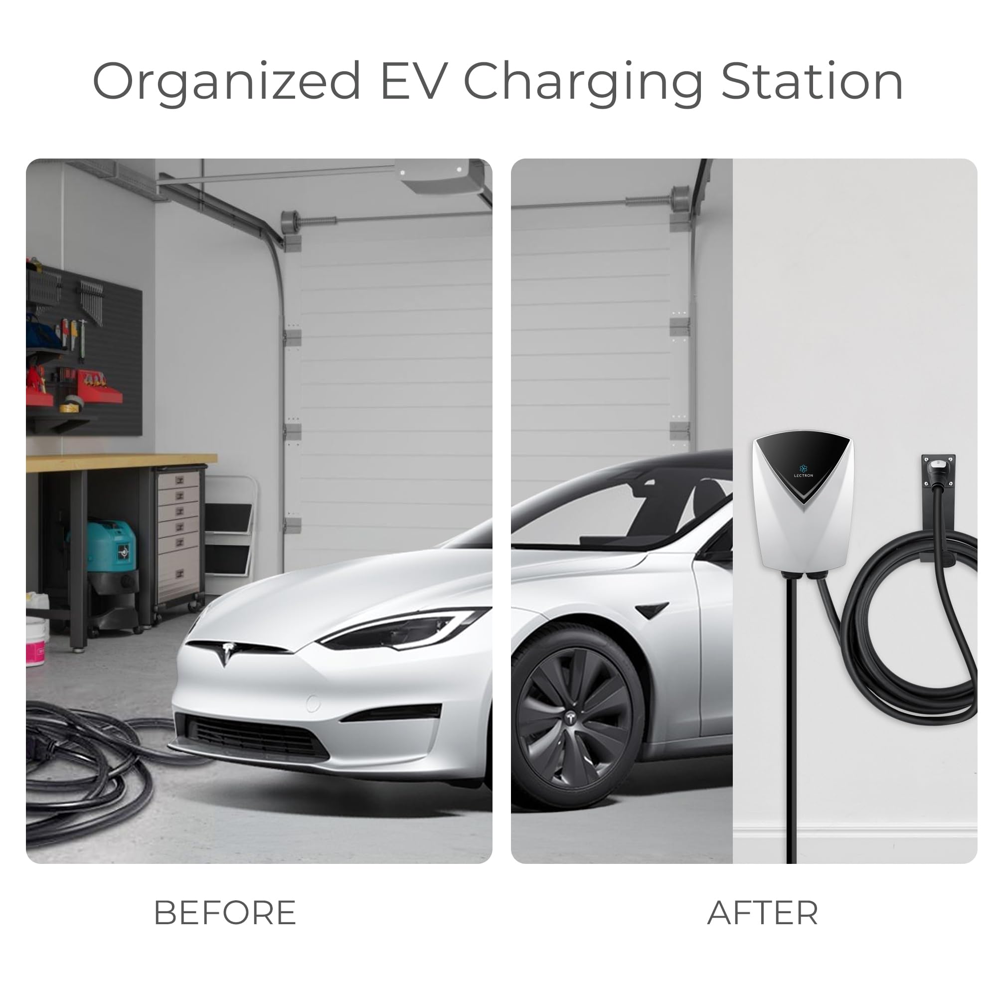 Lectron Tesla Nacs Electric Vehicle Charger Nozzle Holster Dock & J-Hook For Cable Management - Tesla Charger Cord Organizer Com
