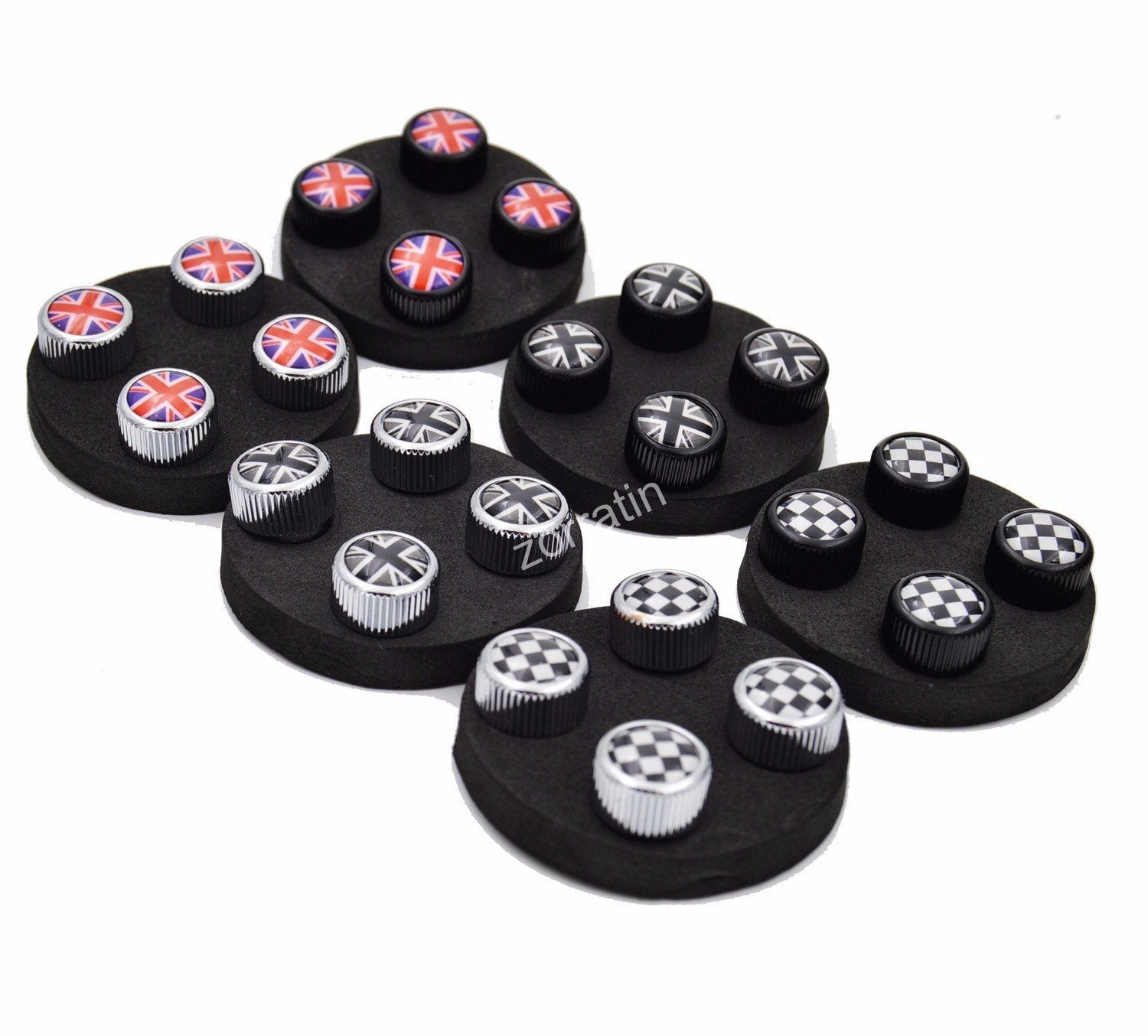 Zorratin Chrome Tire Valve Stem Caps with Union Jack Design for BMW Mini Cooper R50 R53 R56 F55 F56 R55 R52 R57 R58 R59 R60 R61