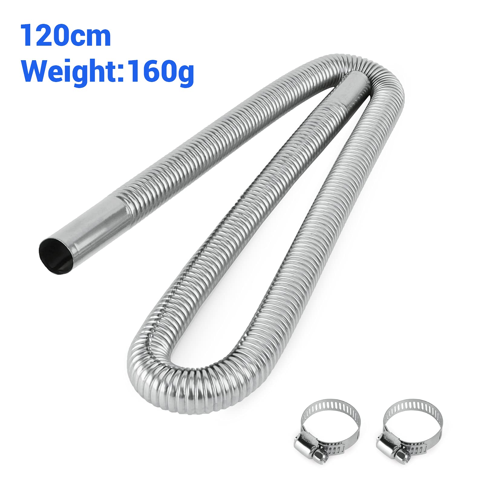 COLOR TREE Stainless Steel Exhaust Pipe 1 Inch (2.5CM ID) 120CM Length - Silver, Model SKUB09259 for Diesel Gas Vent Hose