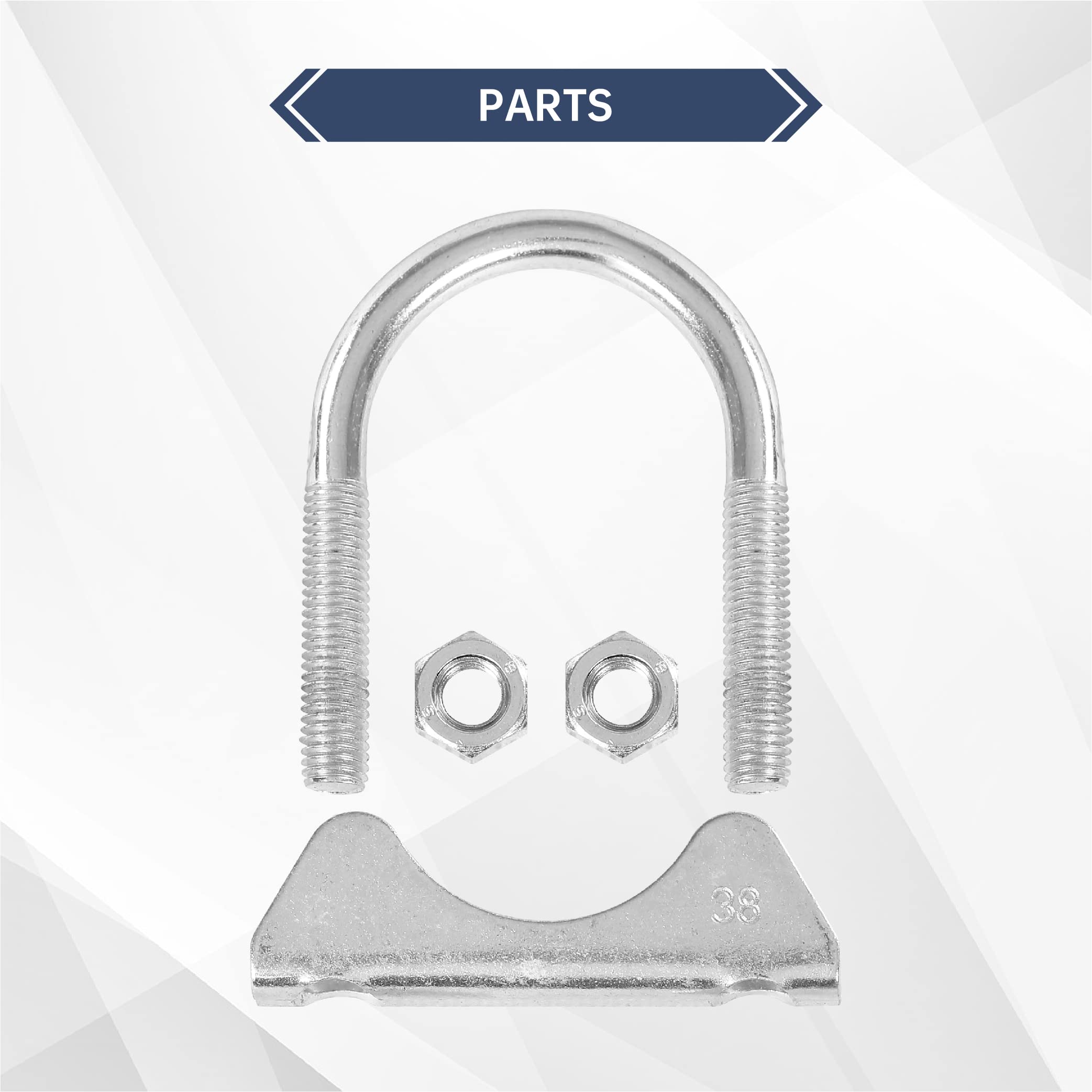 Batoneco 1.5'' U Bolt Clamp, Muffler Exhaust Clamps,1-1/2 Inch Saddle Style Heavy Duty Mild Steel(4-Pack)